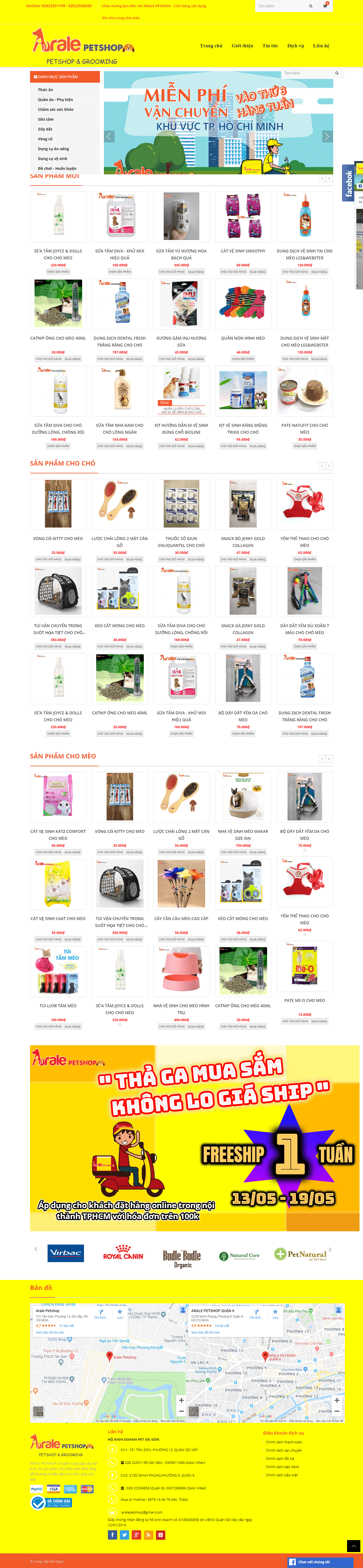 Thiết kế website động vật & vật nuôi - https://www.aralepetshop.vn/