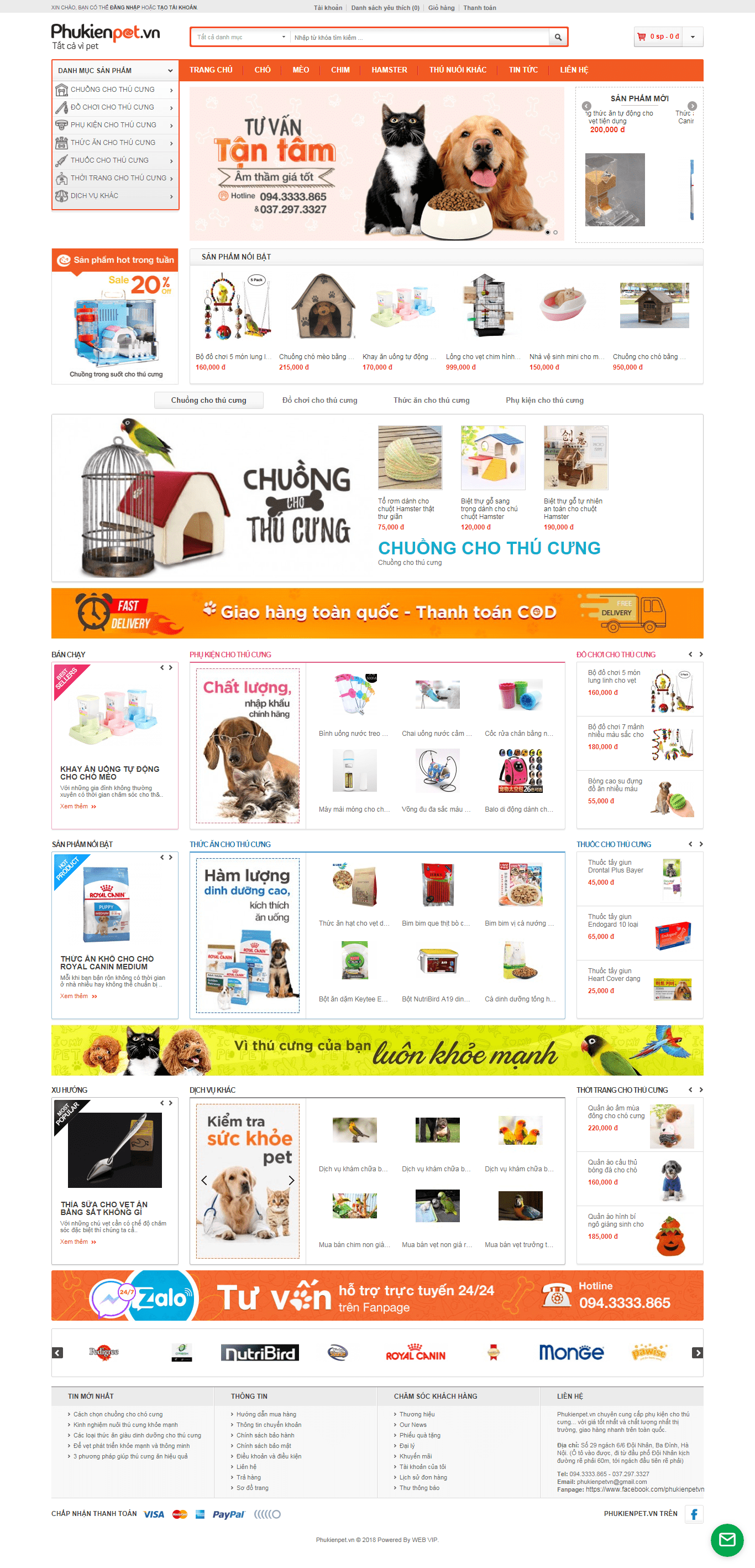 Thiết kế website động vật & vật nuôi - phukienpet.vn