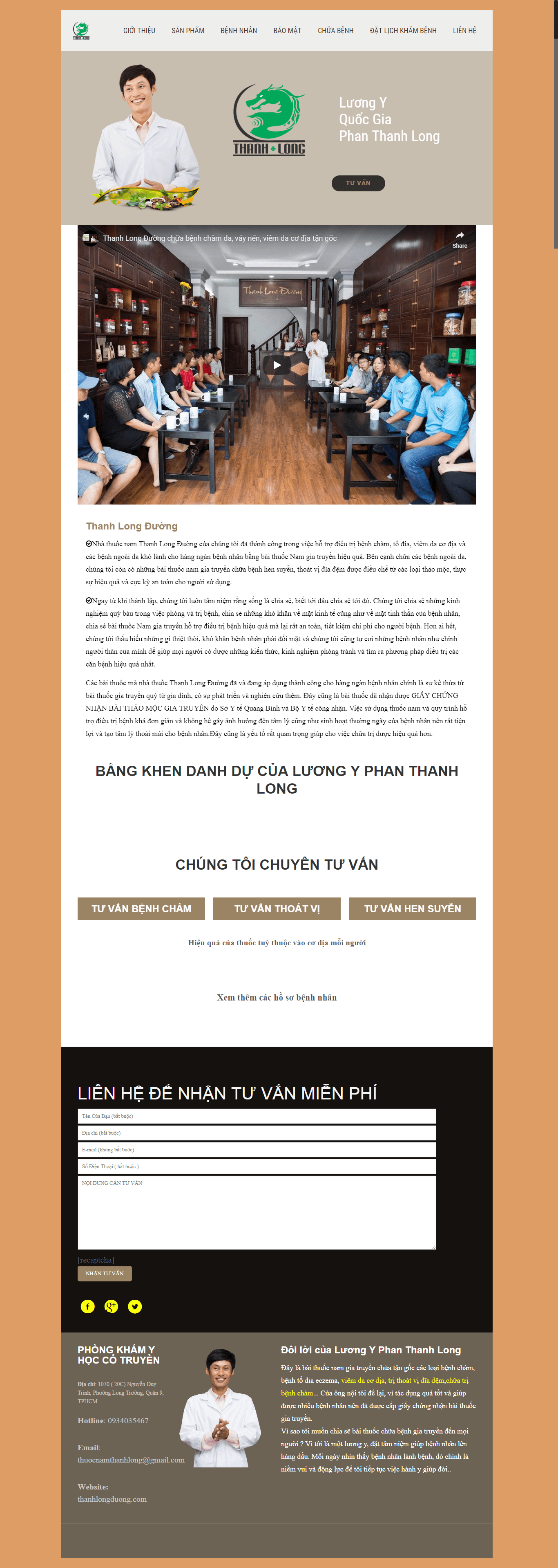 Thiết kế website đông y - thanhlongduong.vn đẹp, chuyên nghiệp chuẩn SEO
