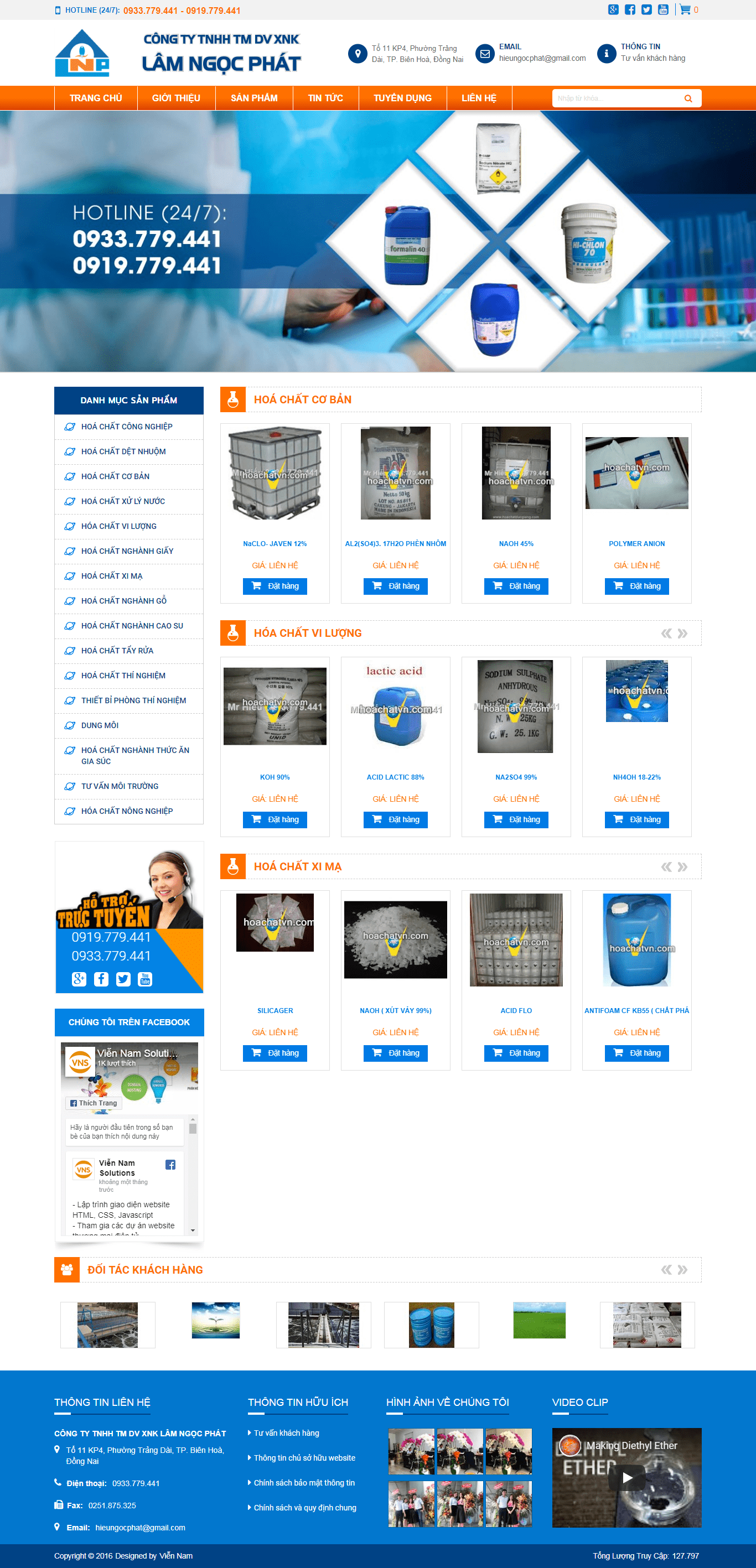 Thiết kế website hóa chất - hoachatvn.com đẹp, chuyên nghiệp chuẩn SEO
