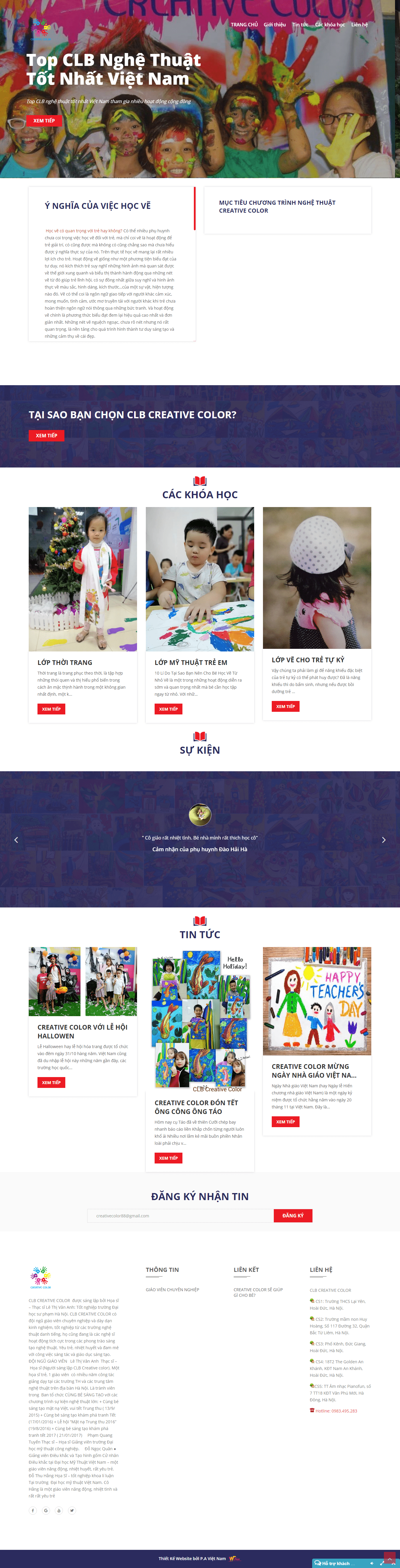 Thiết kế website nghệ thuật mỹ thuật - creative.edu.vn