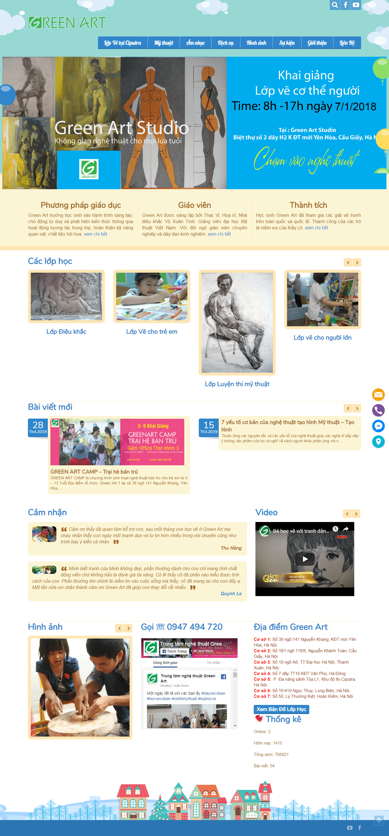 Thiết kế website nghệ thuật mỹ thuật - greenart.edu.vn