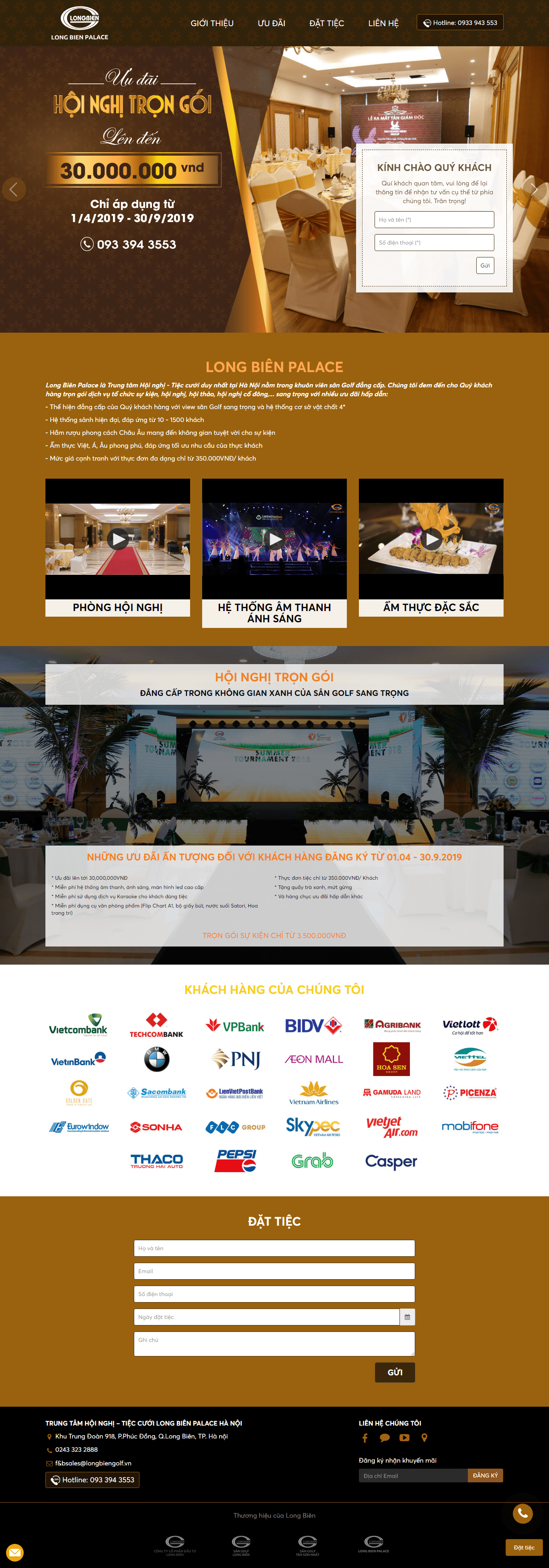 Thiết kế website nhà hàng tiệc cưới - hoinghitrongoi.longbienpalace.vn