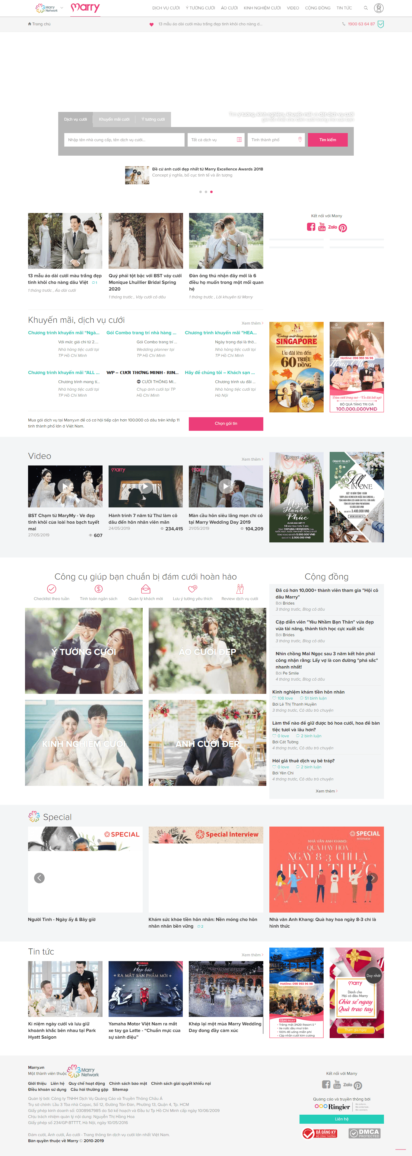 Thiết kế website nhà hàng tiệc cưới - marry.vn đẹp SEO tốt