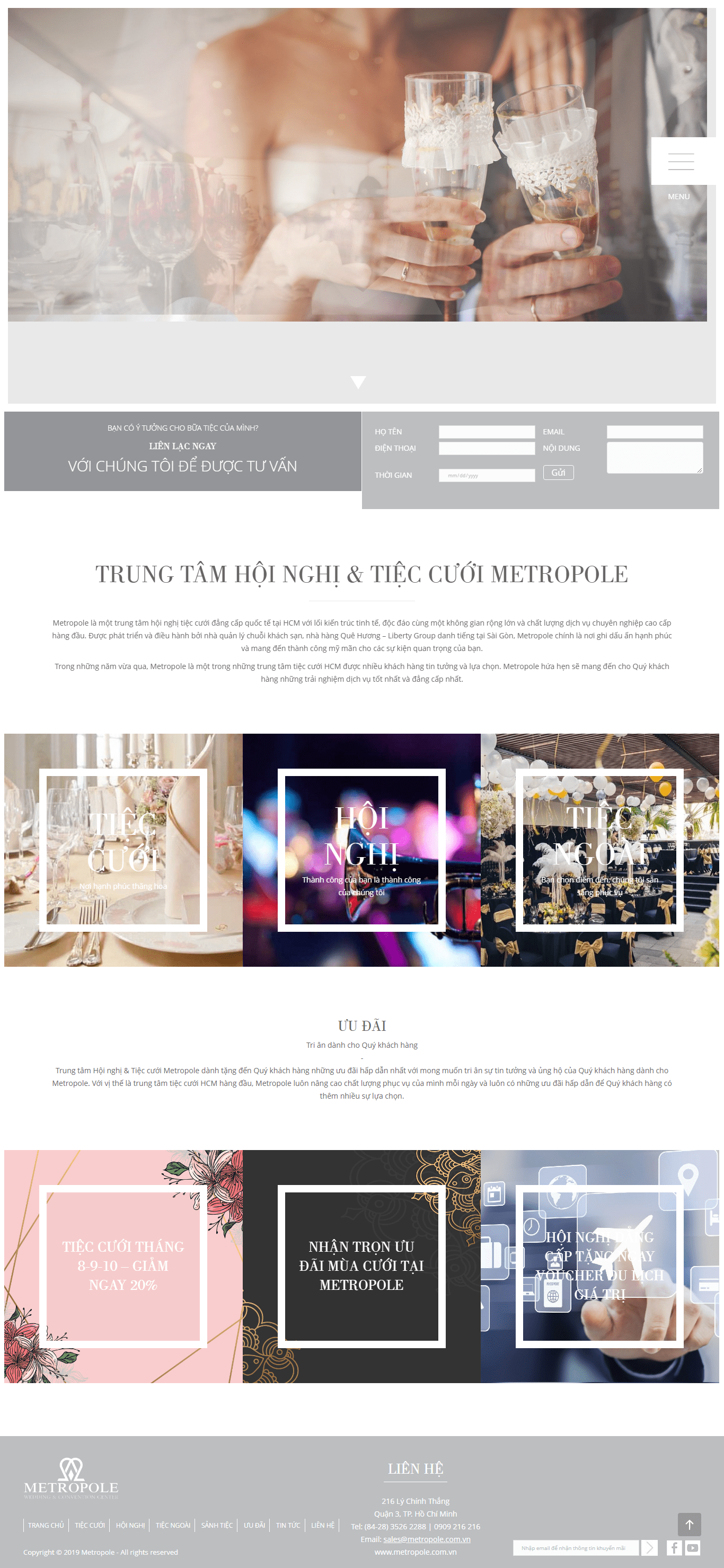 Thiết kế website nhà hàng tiệc cưới - metropole.com.vn