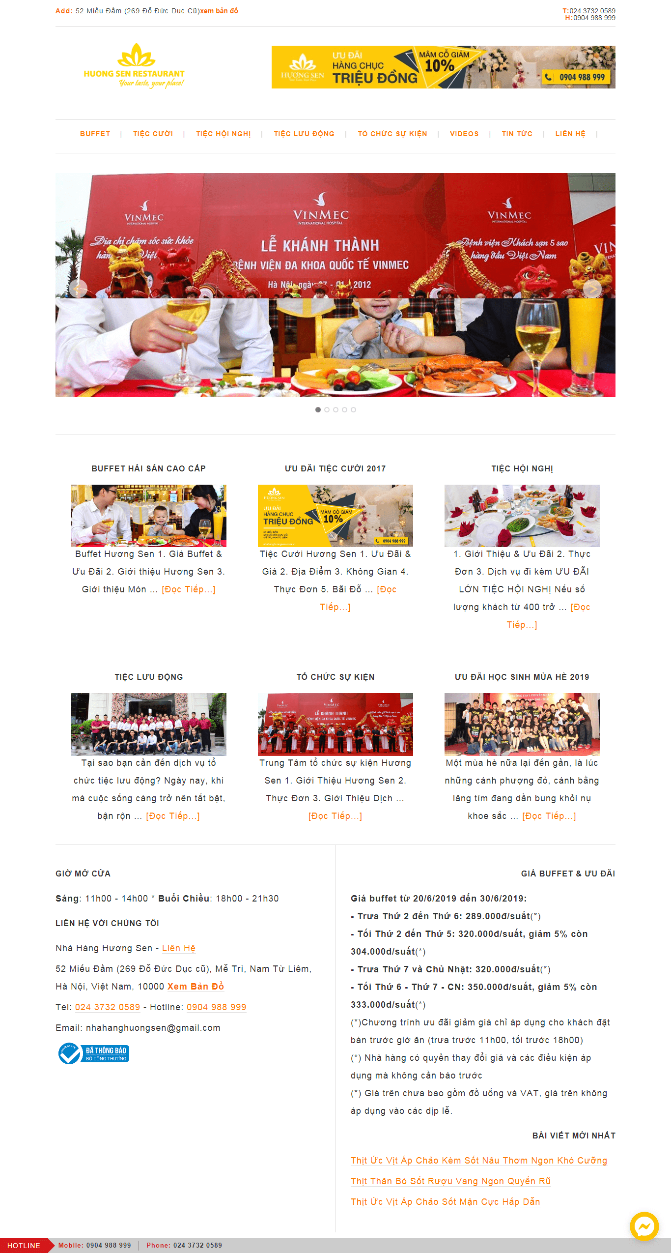 Thiết kế website nhà hàng tiệc cưới - nhahanghuongsen.com.vn
