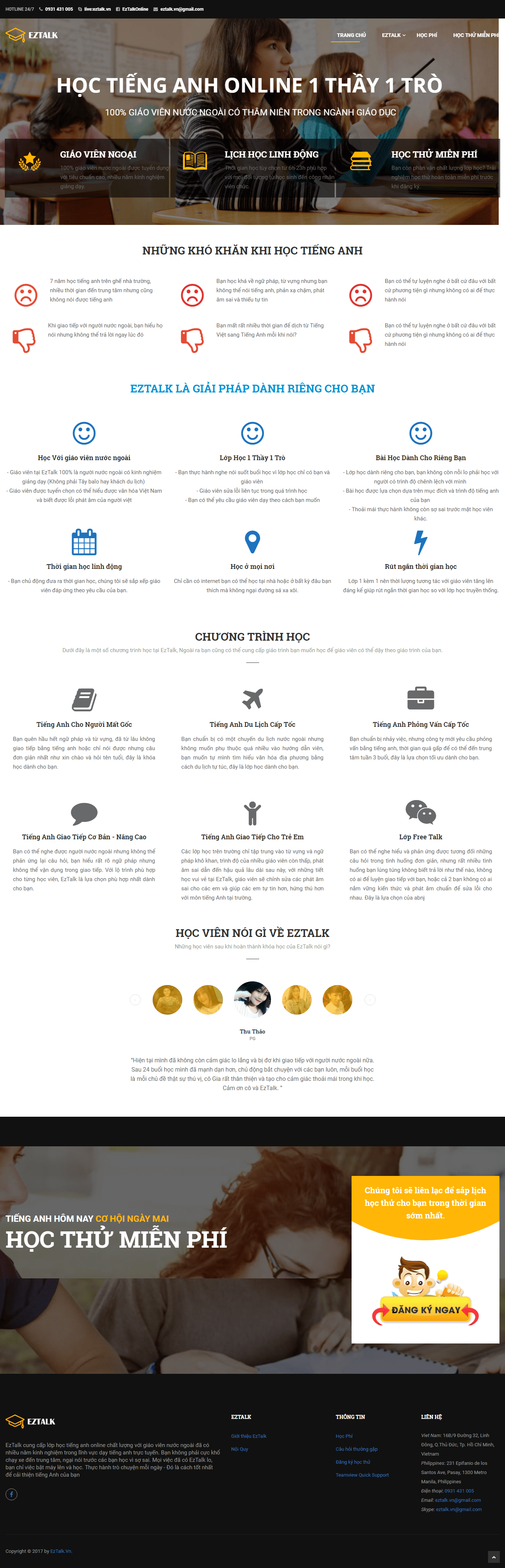 Thiết kế website học trực tuyến - eztalk.vn đẹp SEO nhanh hiệu quả
