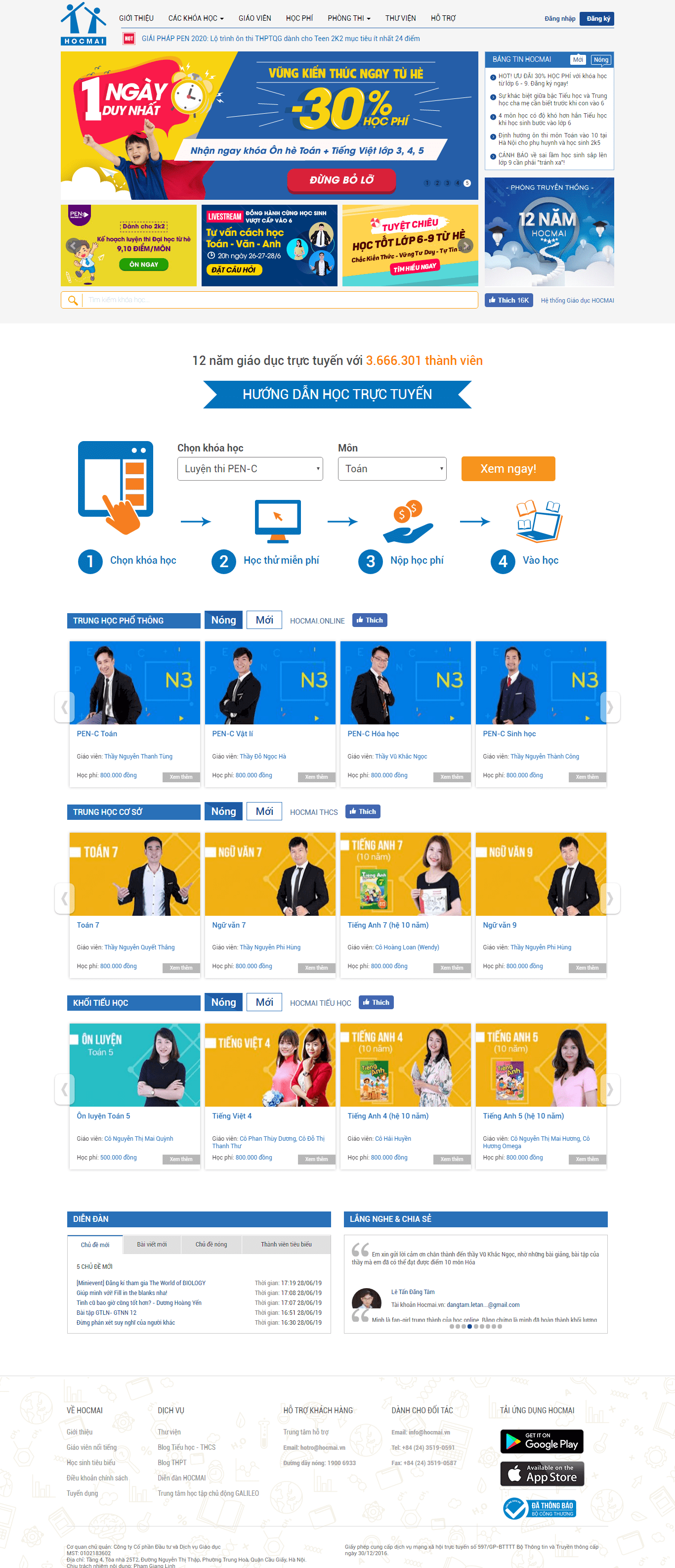 Thiết kế website học trực tuyến - hocmai.vn đẹp SEO nhanh hiệu quả