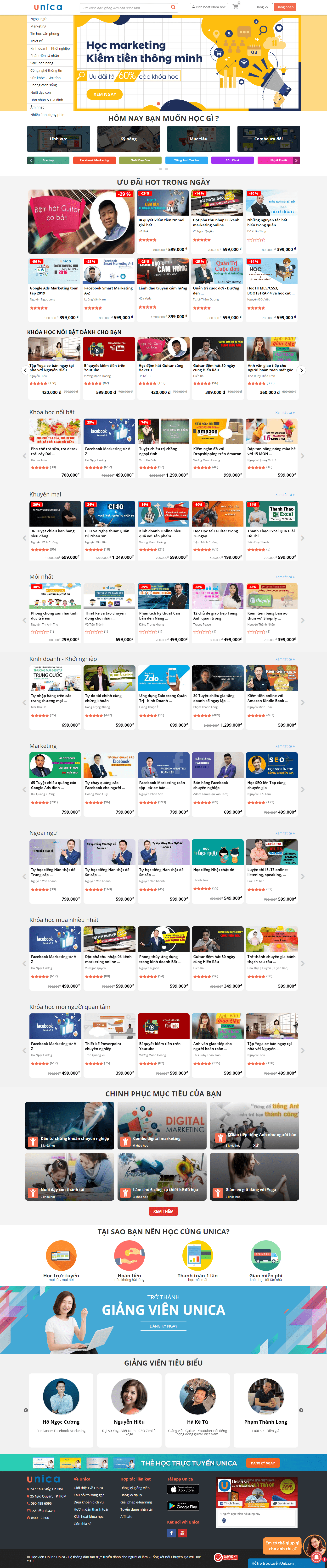 Thiết kế website học trực tuyến - unica.vn đẹp SEO nhanh hiệu quả