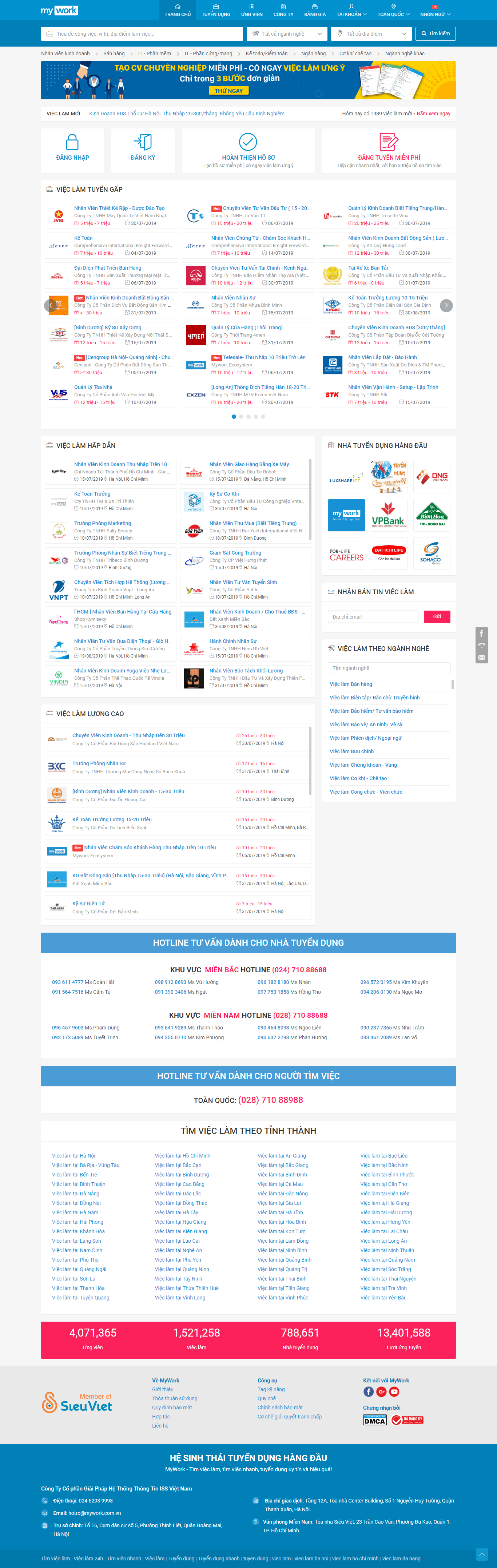 Thiết kế website tuyển dụng - mywork.com.vn đẹp SEO nhanh hiệu quả