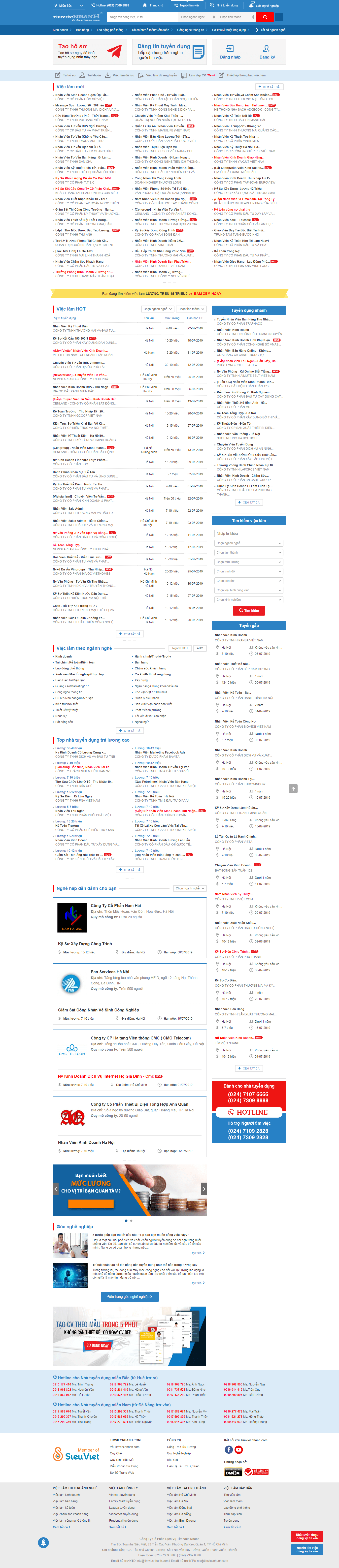 Thiết kế website tuyển dụng - timviecnhanh.com đẹp SEO nhanh hiệu quả