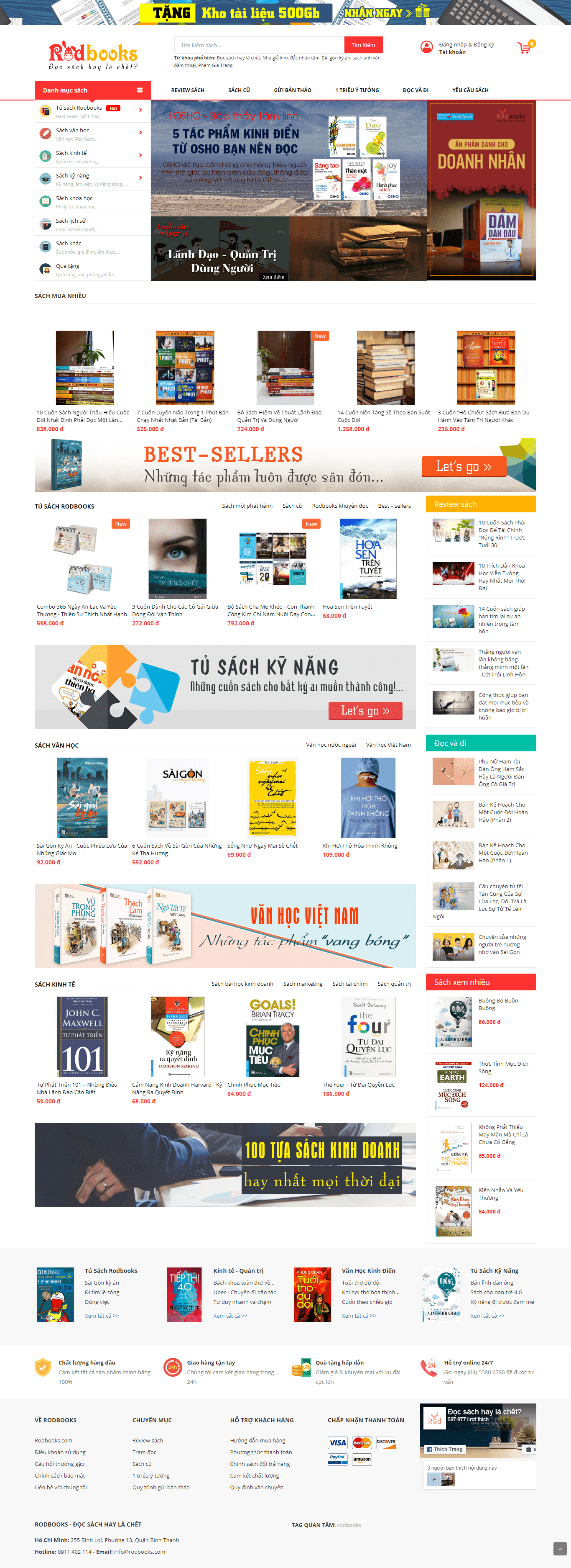 Thiết kế website nhà sách - rodbooks.com đẹp, chuyên nghiệp chuẩn SEO