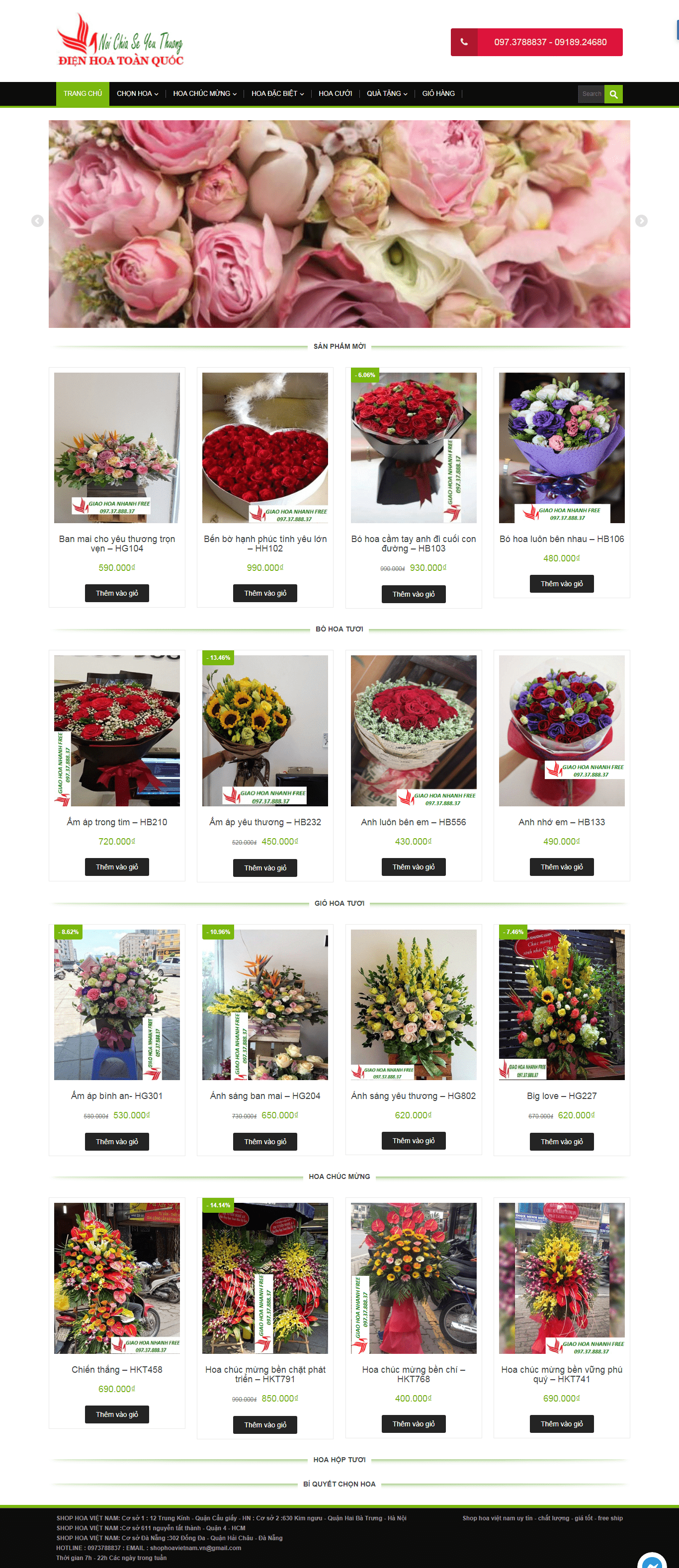 Thiết kế website hoa tươi - shophoavietnam.com đẹp SEO nhanh hiệu quả