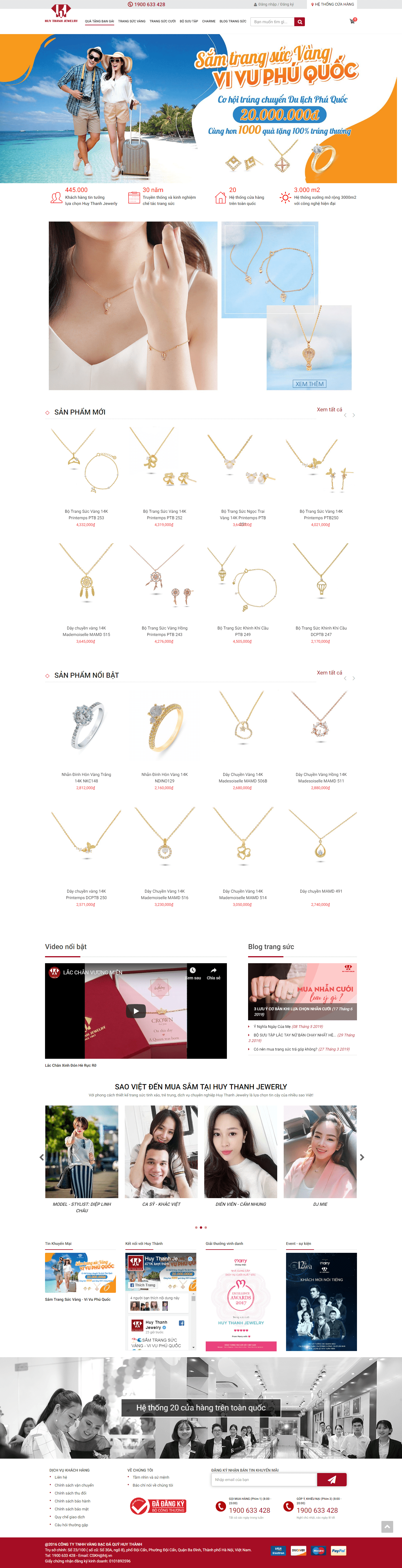 Thiết kế website vàng bạc đá quý - huythanhjewelry.vn