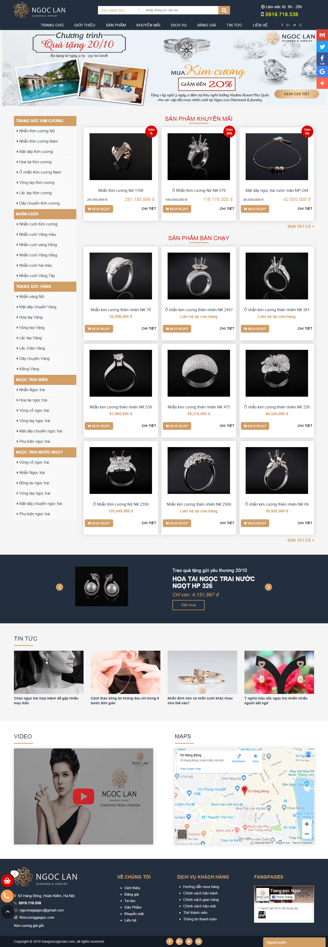 Thiết kế website vàng bạc đá quý - trangsucngoclan.com