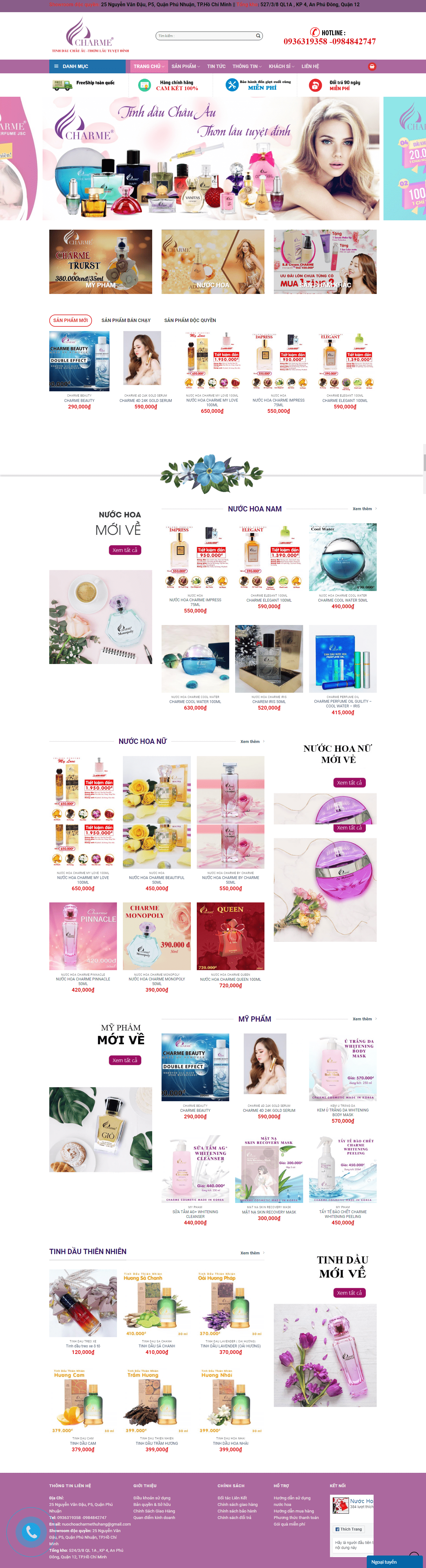 Thiết kế website nước hoa - nuochoamyphamcharme.com đẹp SEO tốt