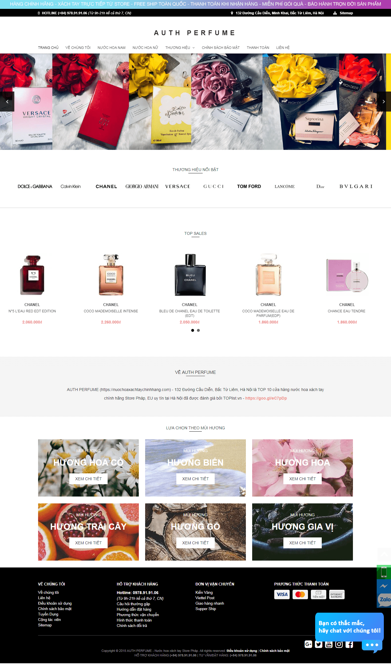 Thiết kế website nước hoa - nuochoaxachtaychinhhang.com