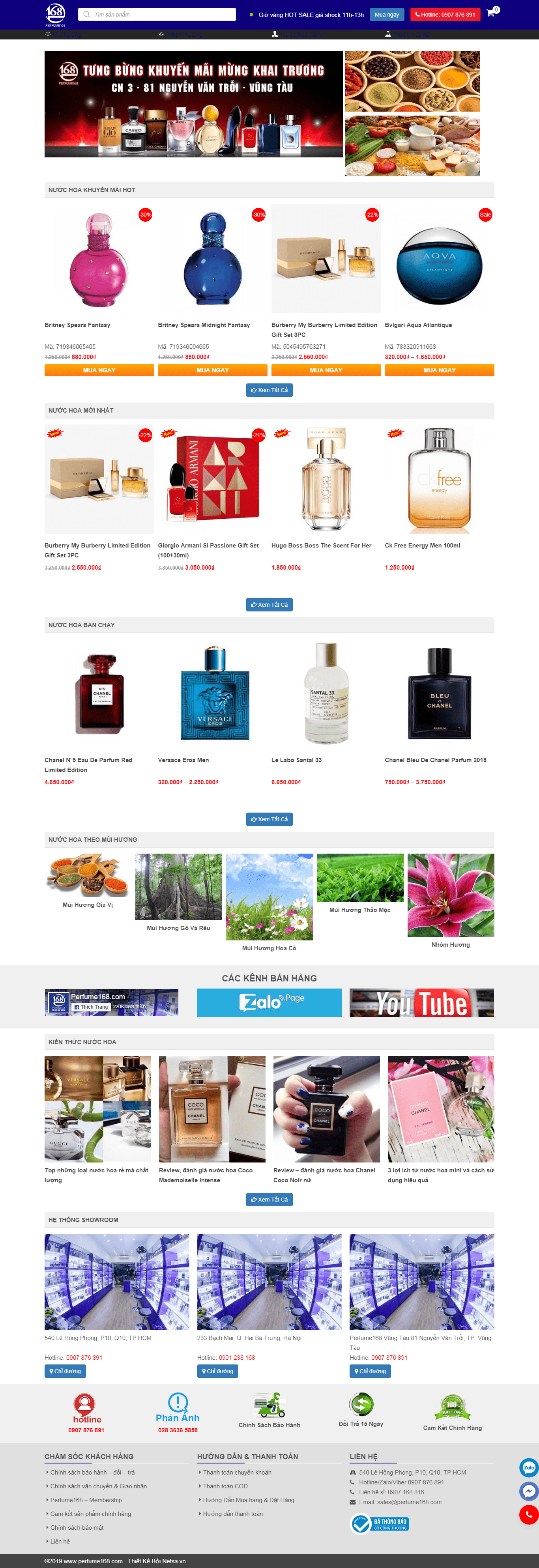 Thiết kế website nước hoa - perfume168.com đẹp, chuyên nghiệp chuẩn SEO