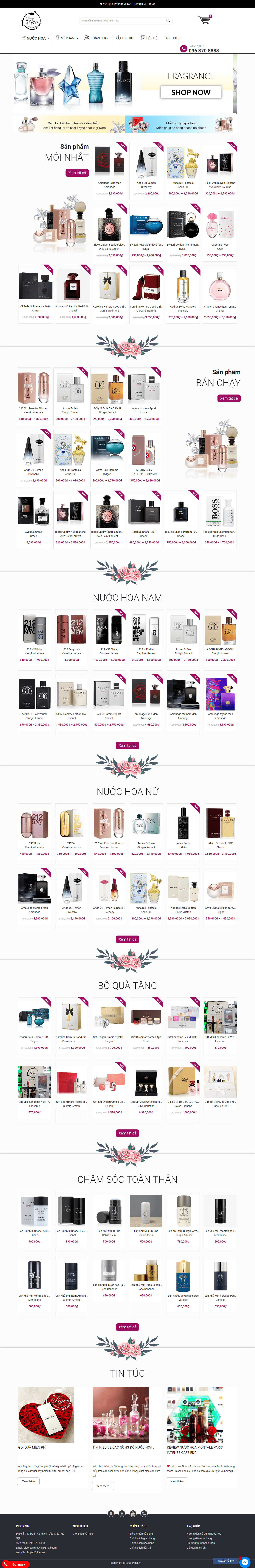 Thiết kế website nước hoa - piger.vn đẹp, chuyên nghiệp chuẩn SEO