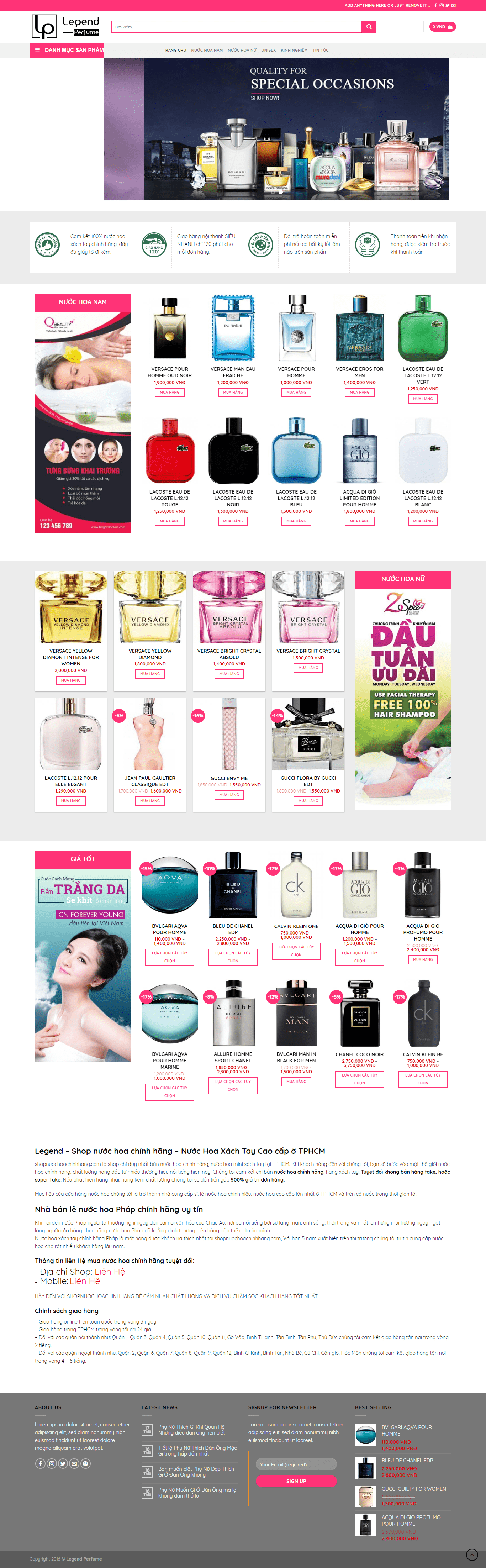 Thiết kế website nước hoa - shopnuochoachinhhang.com đẹp SEO tốt
