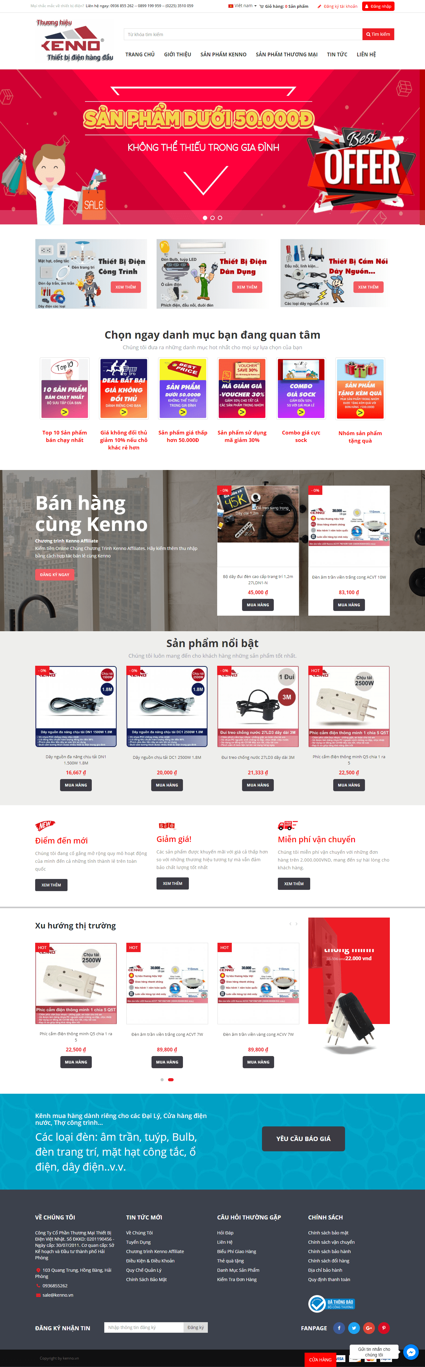 Thiết kế website điện dân dụng - kenno.vn đẹp SEO nhanh hiệu quả