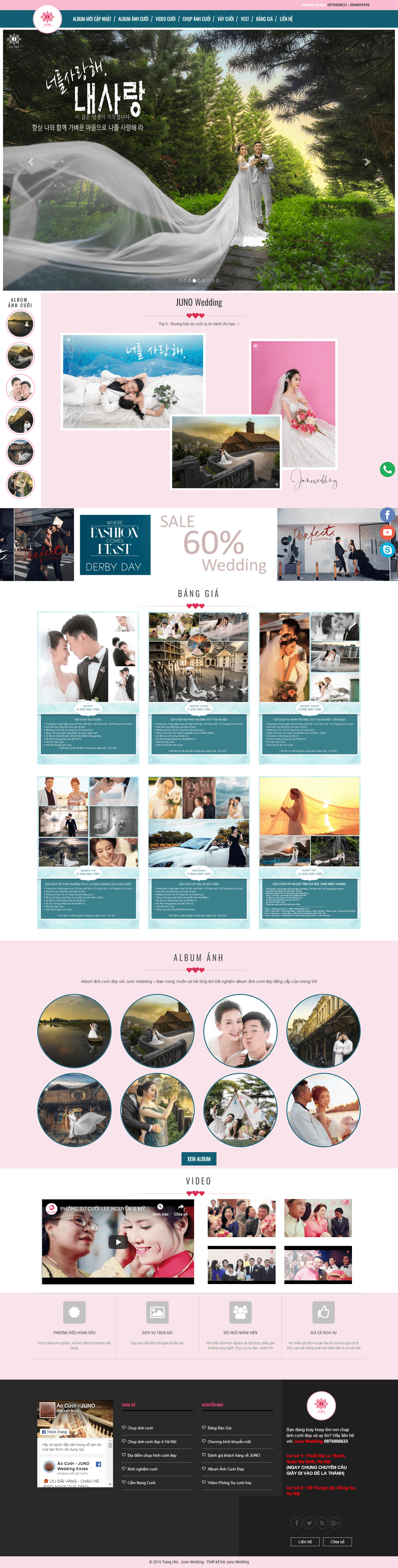 Thiết kế website chụp ảnh cưới - junowedding.net đẹp SEO tốt