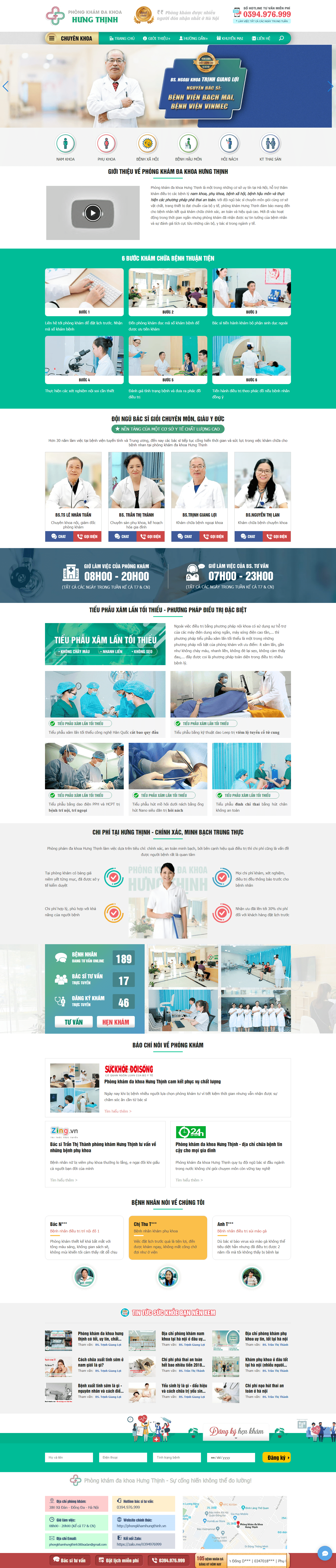 Thiết kế website phòng khám - phongkhamhungthinh.vn đẹp SEO tốt