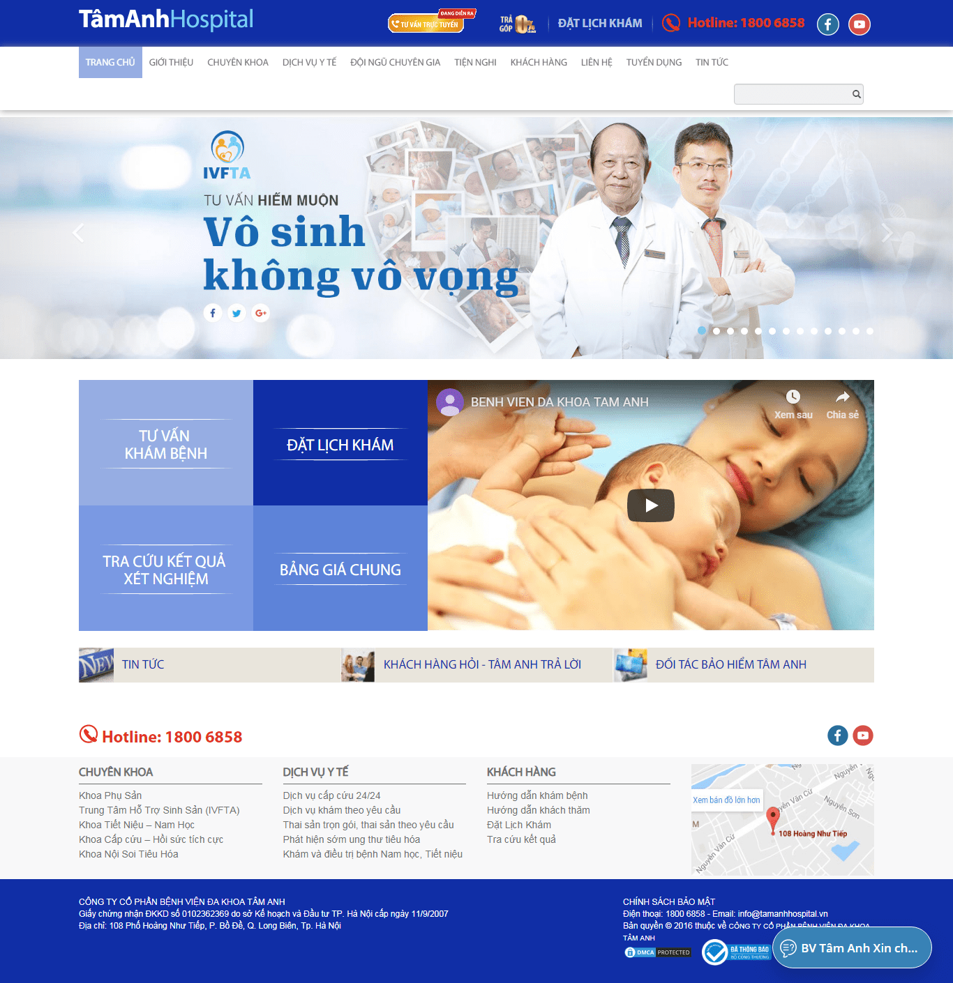 Thiết kế website phòng khám - tamanhhospital.vn đẹp SEO nhanh hiệu quả