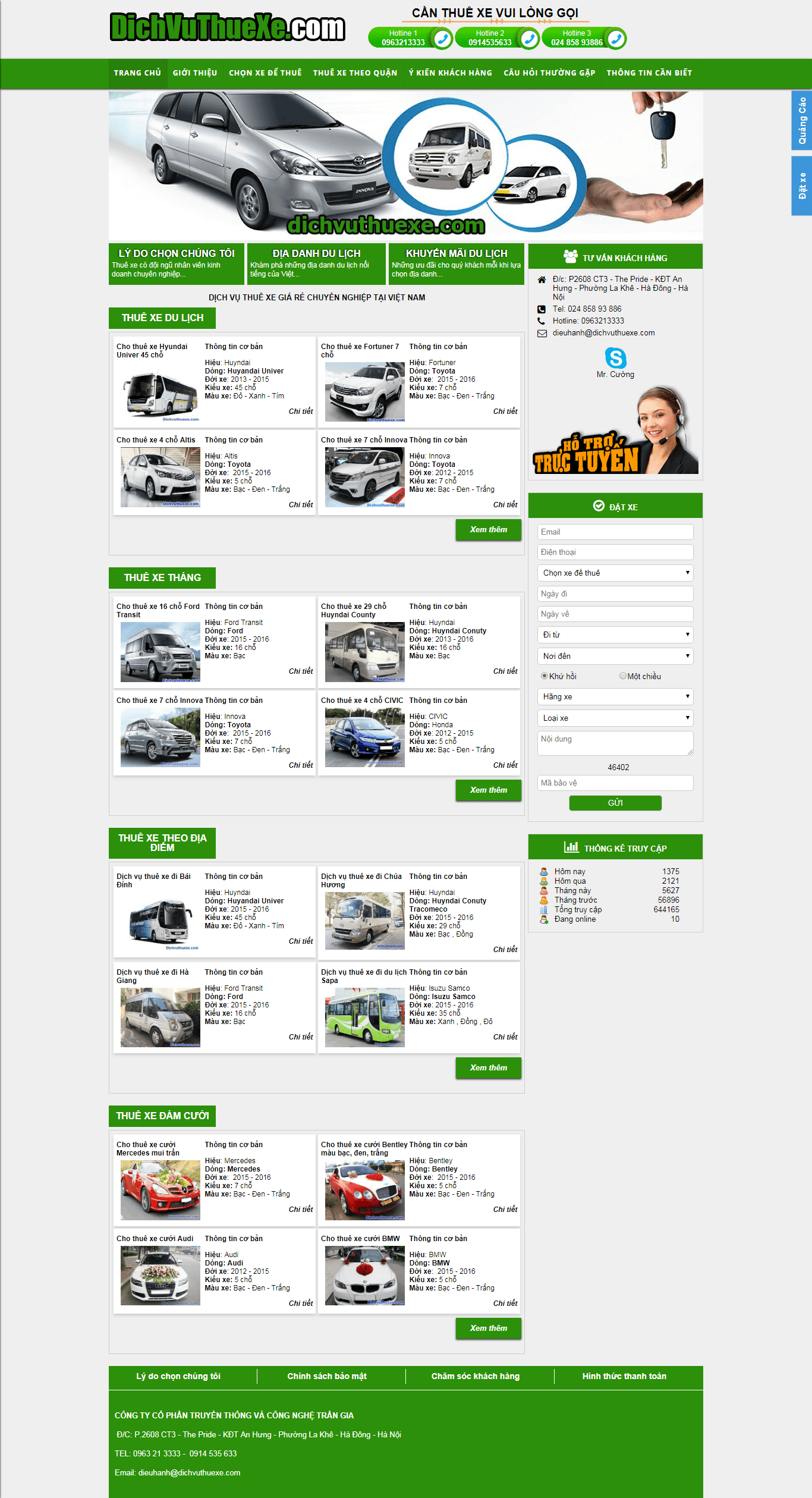 Thiết kế website thuê xe - dichvuthuexe.com đẹp, chuyên nghiệp chuẩn SEO