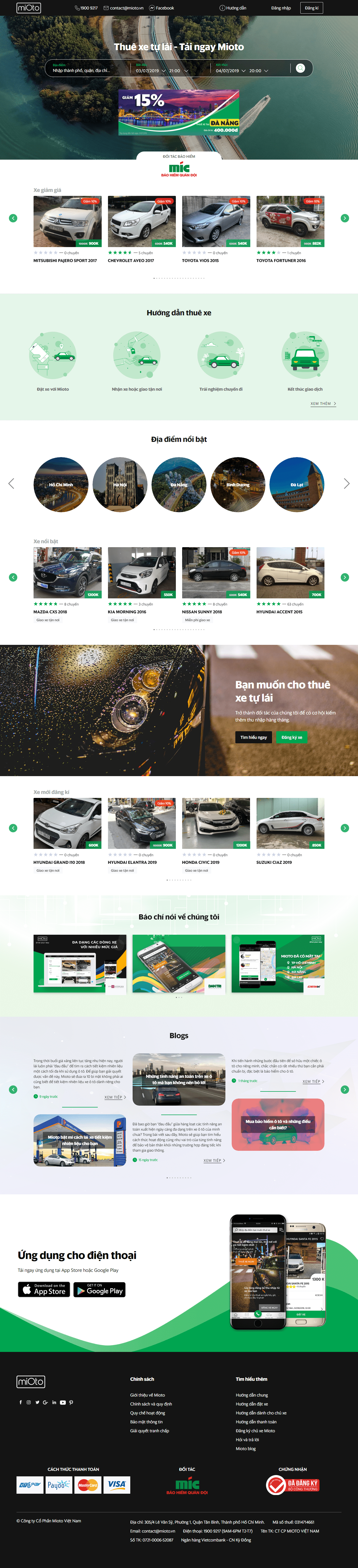 Thiết kế website thuê xe - mioto.vn đẹp, chuyên nghiệp chuẩn SEO