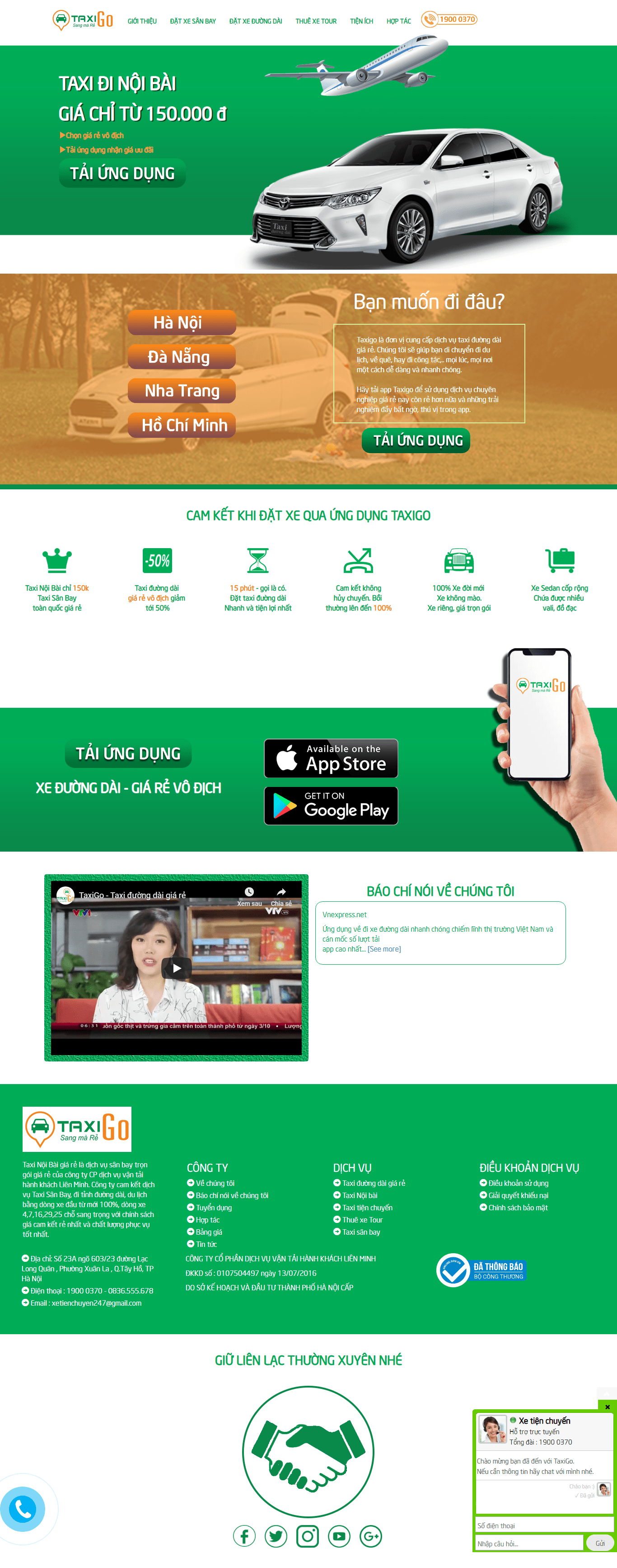 Thiết kế website thuê xe - taxigo.vn đẹp, chuyên nghiệp chuẩn SEO