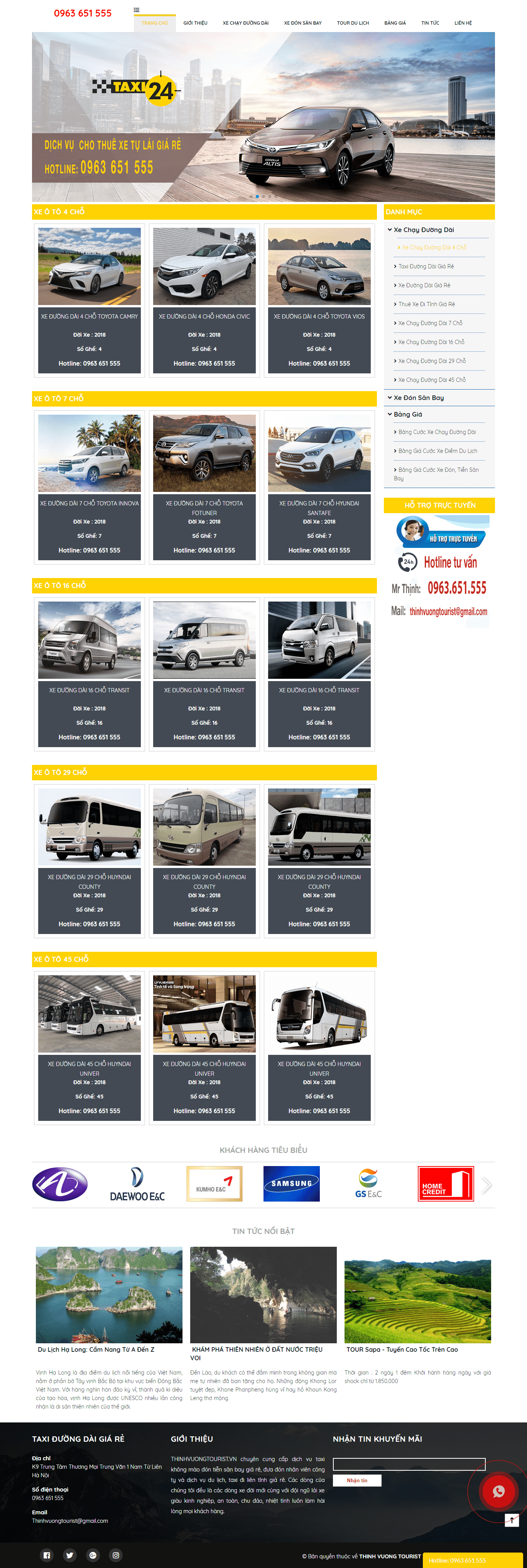 Thiết kế website thuê xe - thinhvuongtourist.vn đẹp SEO nhanh hiệu quả