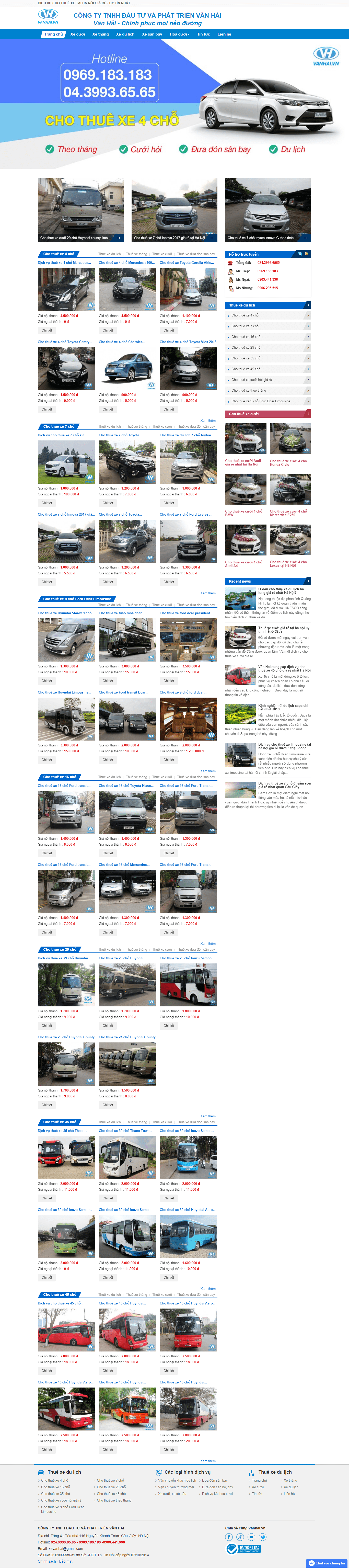 Thiết kế website thuê xe - vanhai.vn đẹp, chuyên nghiệp chuẩn SEO
