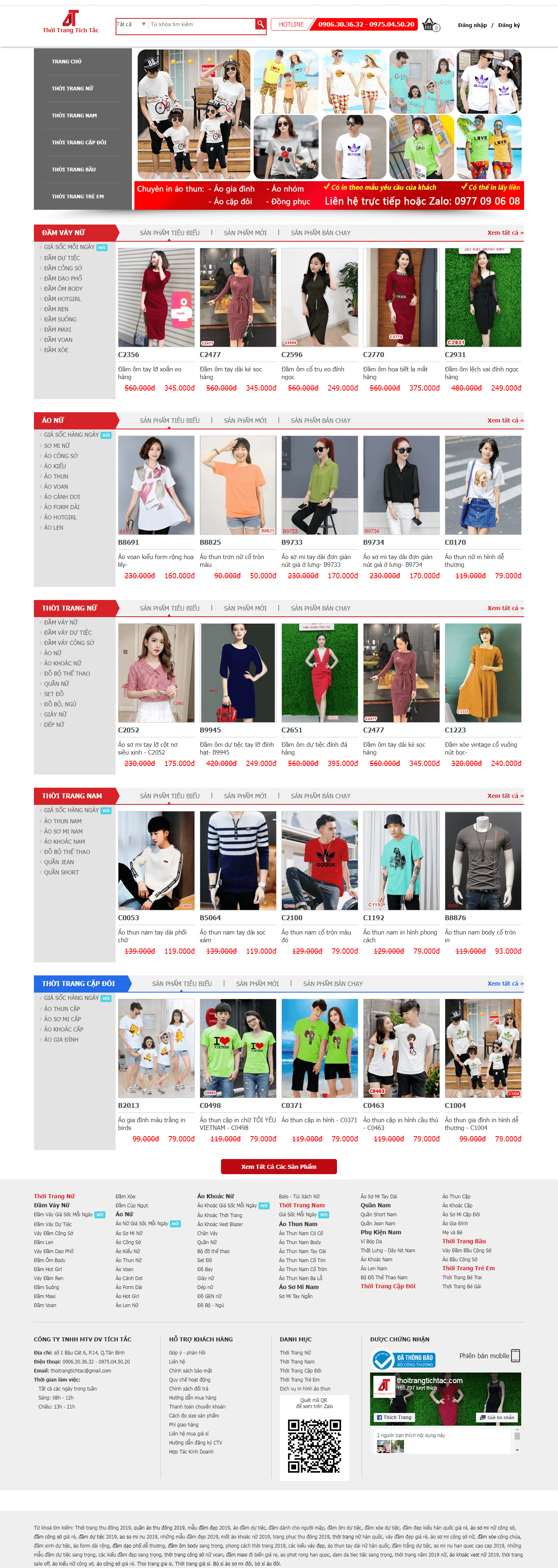 Thiết kế website sản phẩm - thoitrangtichtac.com đẹp SEO tốt