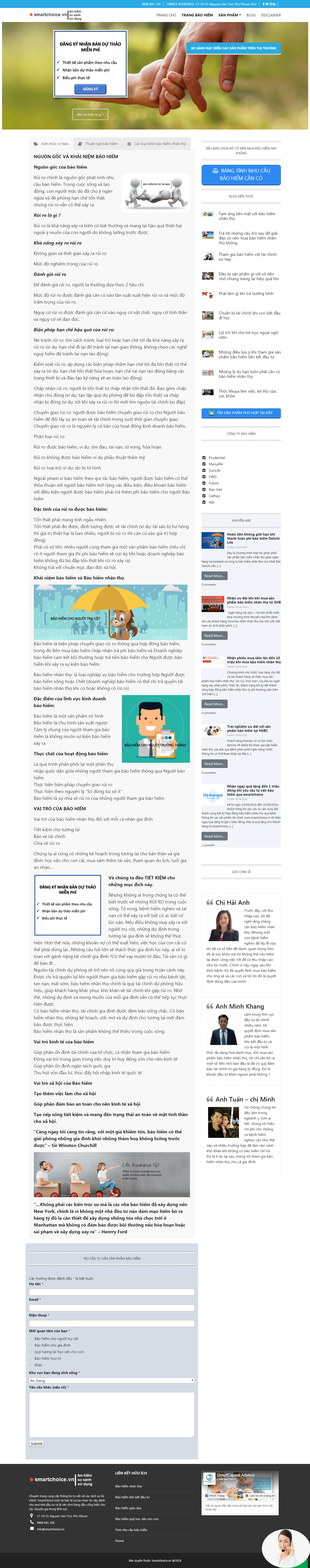 Thiết kế website bảo hiểm - baohiem.smartchoice.vn đẹp SEO tốt