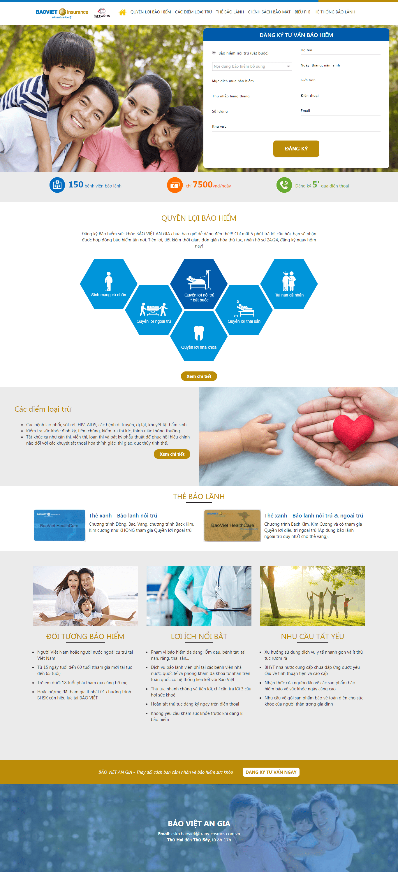 Thiết kế website bảo hiểm - baohiemchogiadinh.com đẹp SEO tốt