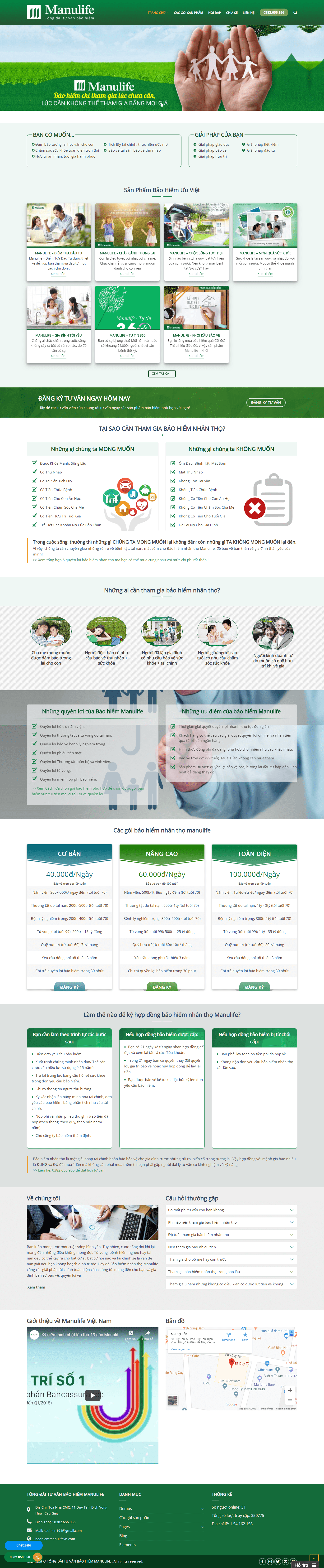 Thiết kế website bảo hiểm - baohiemmanulifevn.com đẹp SEO tốt
