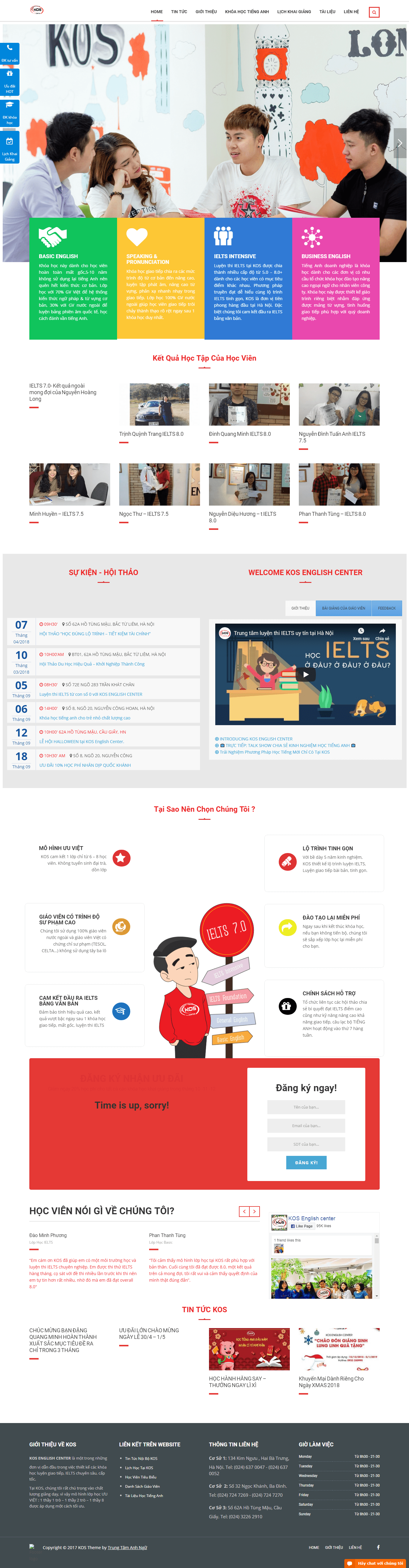 Thiết kế website học tiếng anh - kos.edu.vn đẹp SEO nhanh hiệu quả