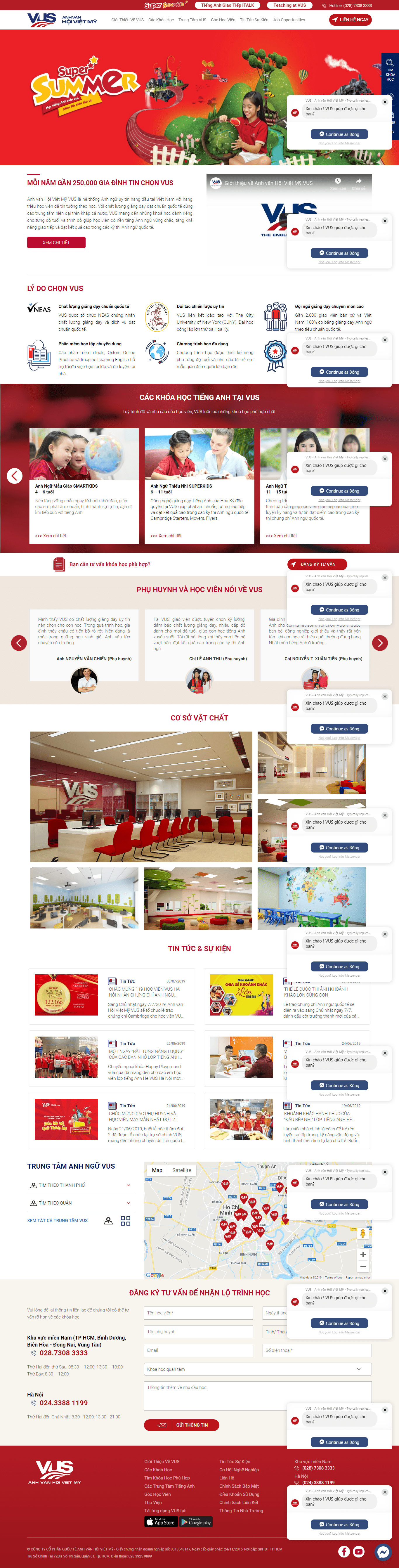 Thiết kế website học tiếng anh - vus.edu.vn đẹp SEO nhanh hiệu quả