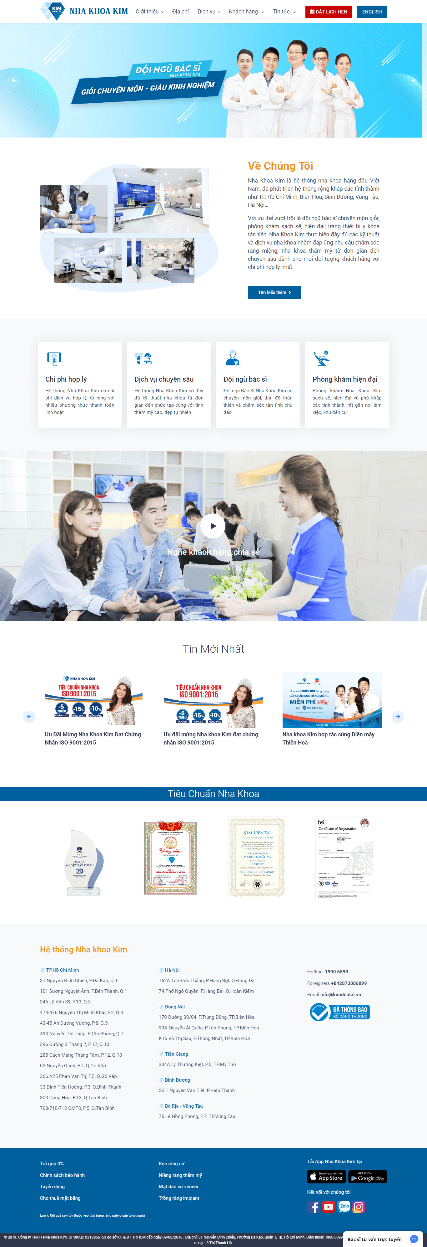 Thiết kế website nha khoa - nhakhoakim.com đẹp, chuyên nghiệp chuẩn SEO