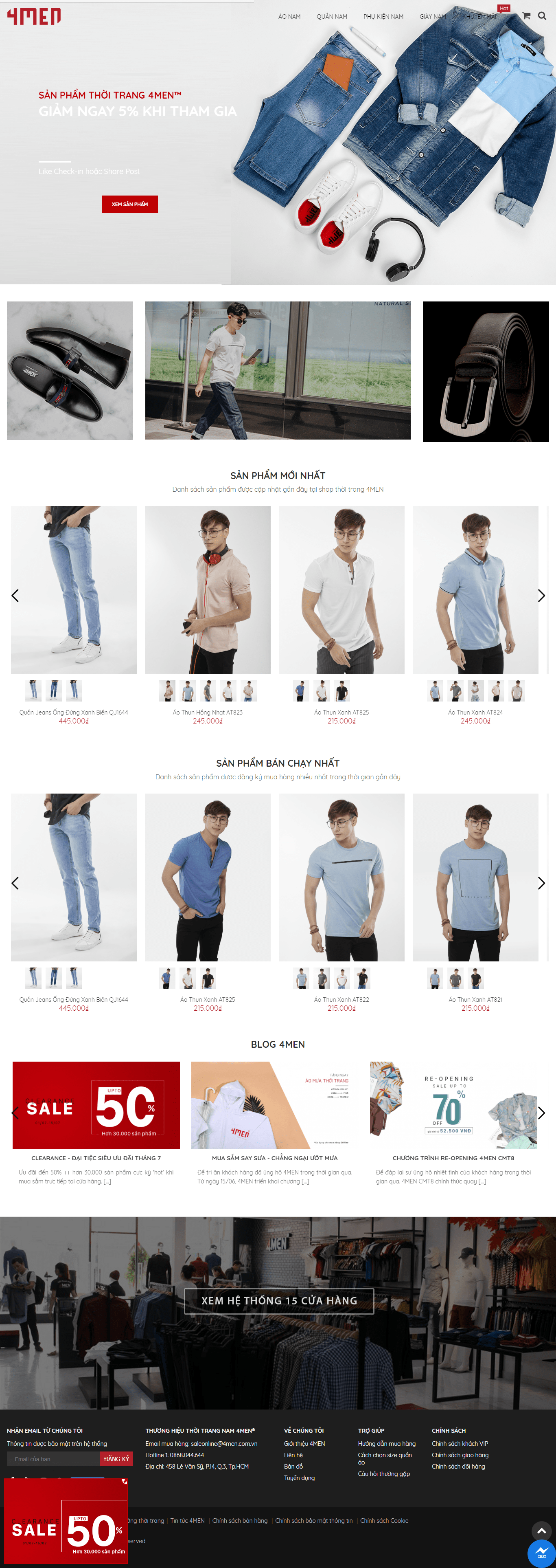 Thiết kế website thời trang - 4men.com.vn đẹp, chuyên nghiệp chuẩn SEO