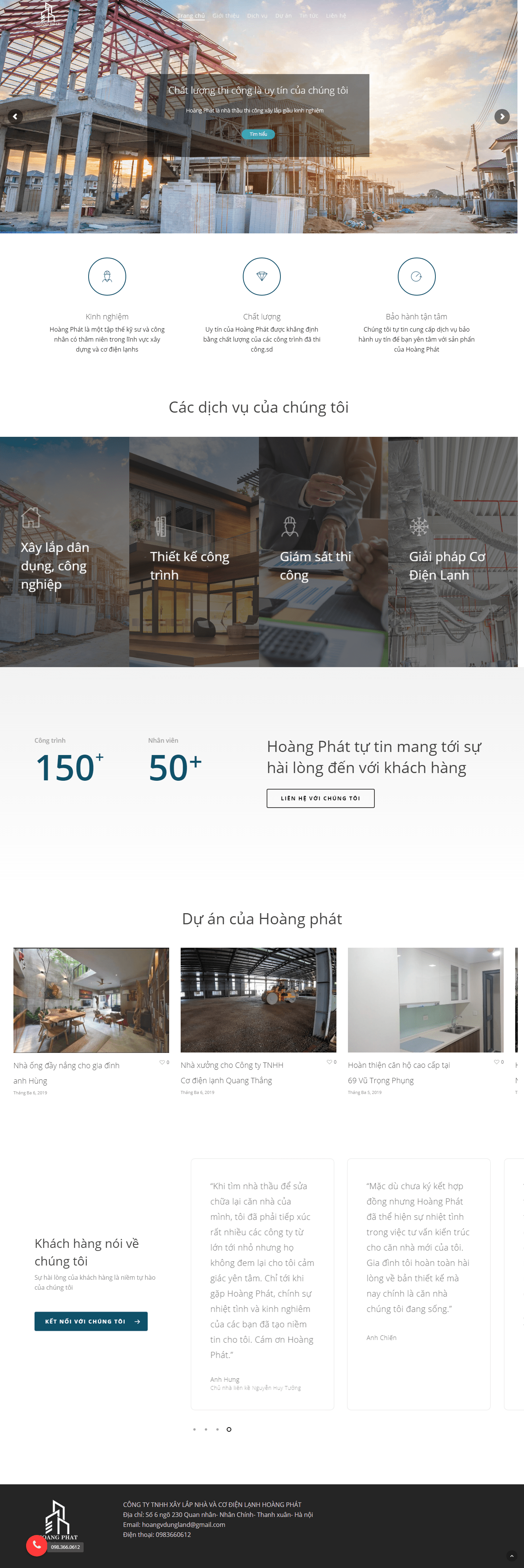 Thiết kế website xây dựng - hoangphatltd.com đẹp SEO nhanh hiệu quả