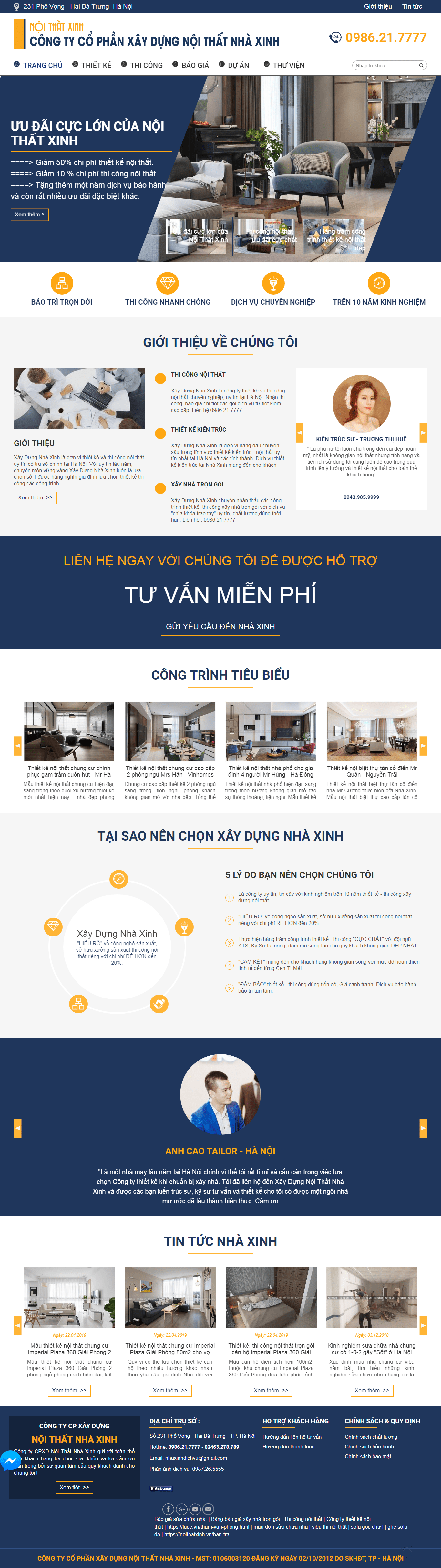 Thiết kế website xây dựng - xaydungnhaxinh.vn đẹp SEO nhanh hiệu quả