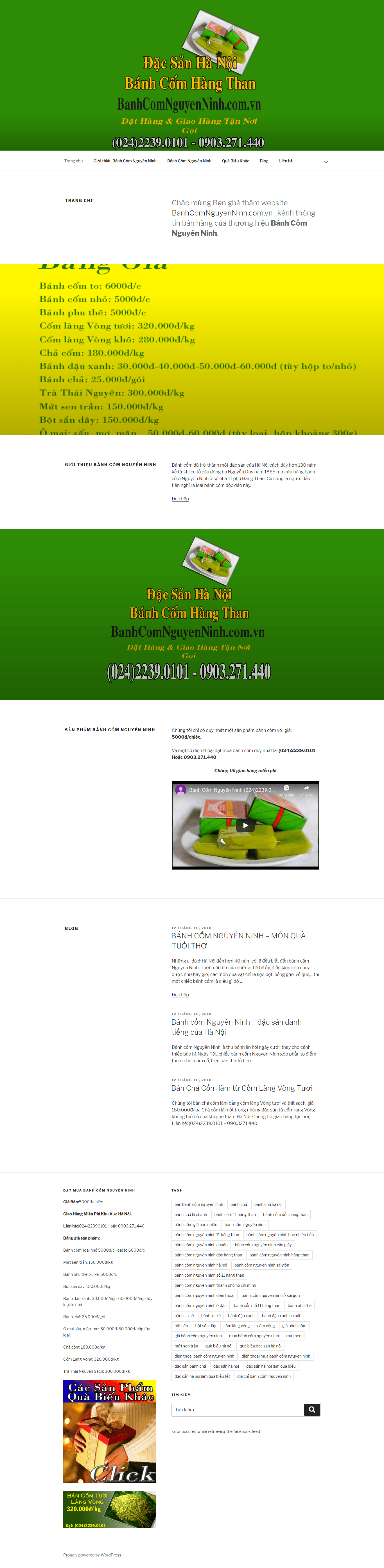 Thiết kế website bán bánh cốm - banhcomnguyenninh.com.vn