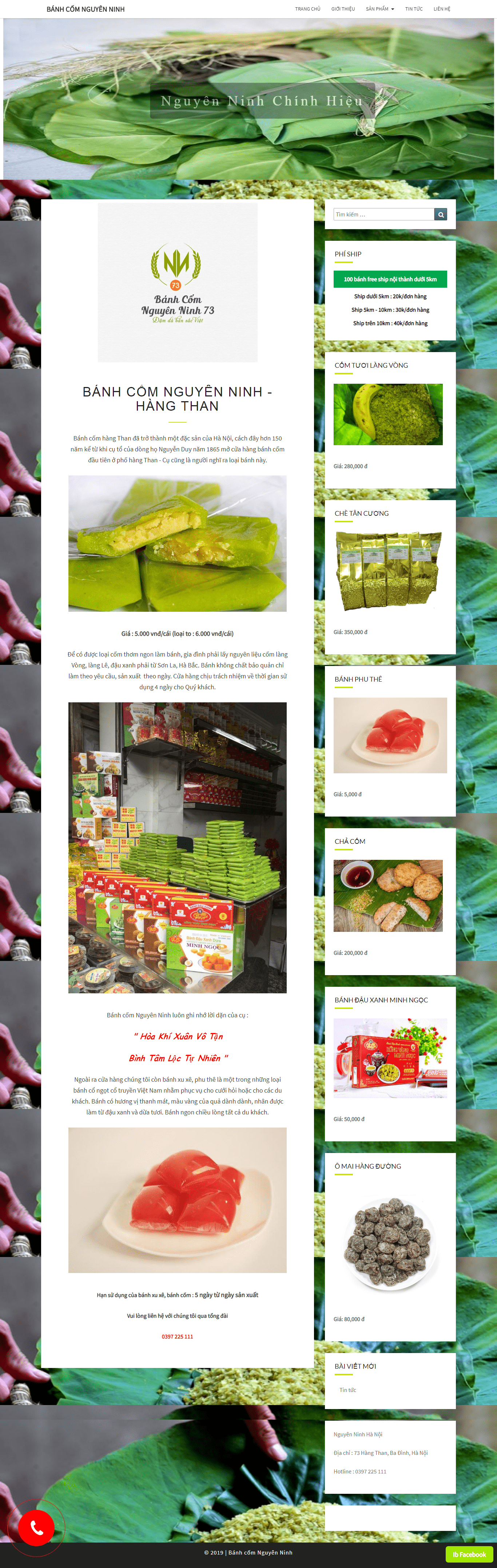Thiết kế website bán bánh cốm - nguyenninhhanoi.com đẹp SEO tốt