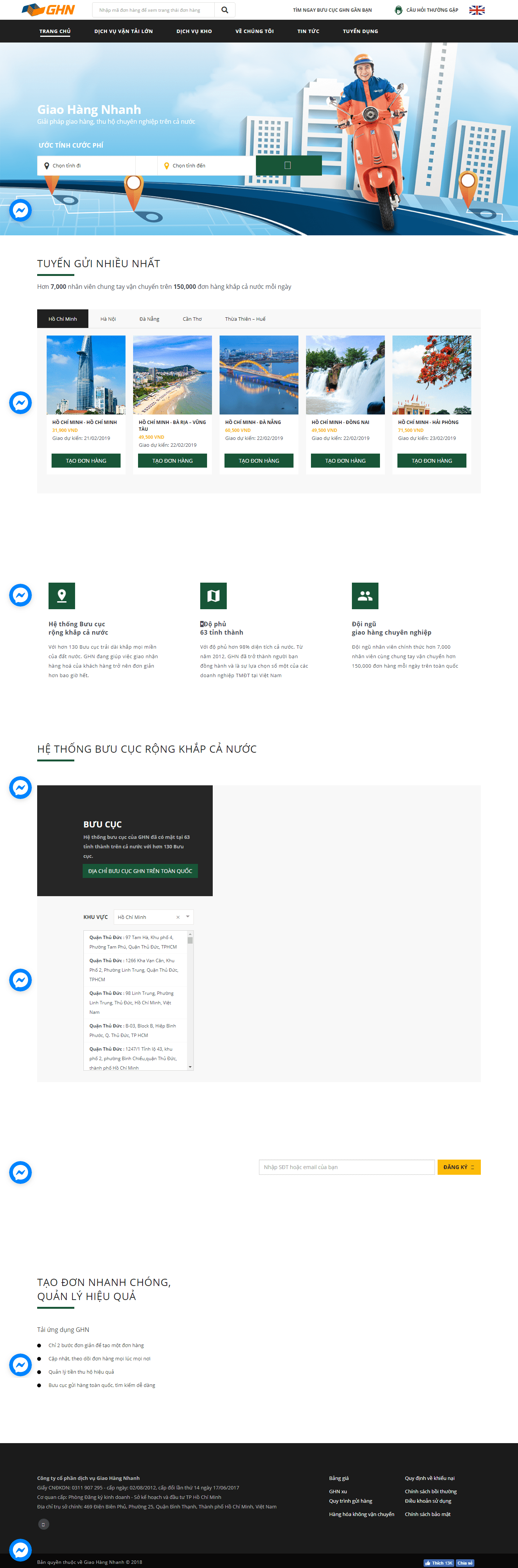 Thiết kế website dịch vụ vận tải - ghn.vn đẹp SEO nhanh hiệu quả