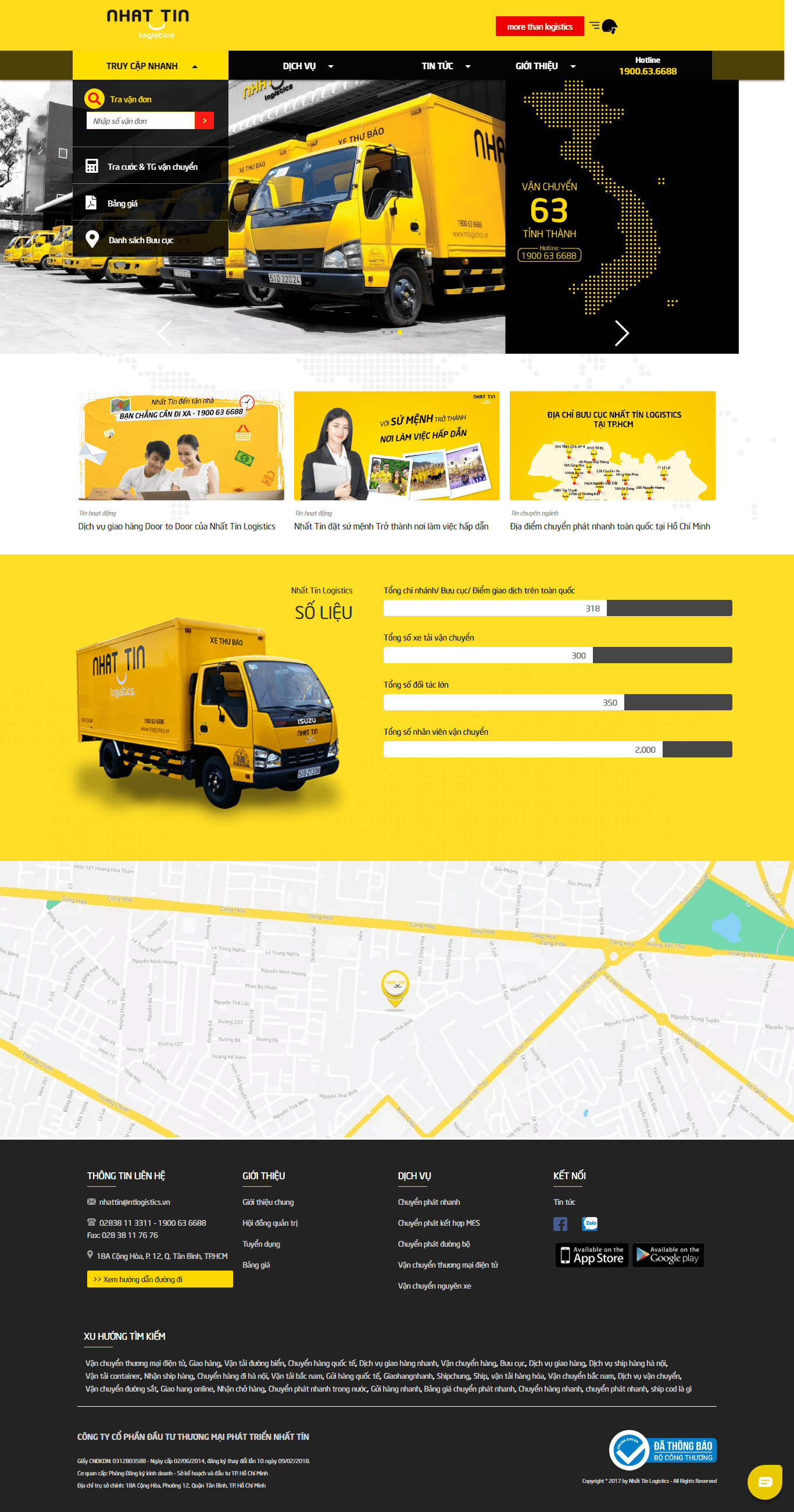 Thiết kế website dịch vụ vận tải - ntlogistics.vn