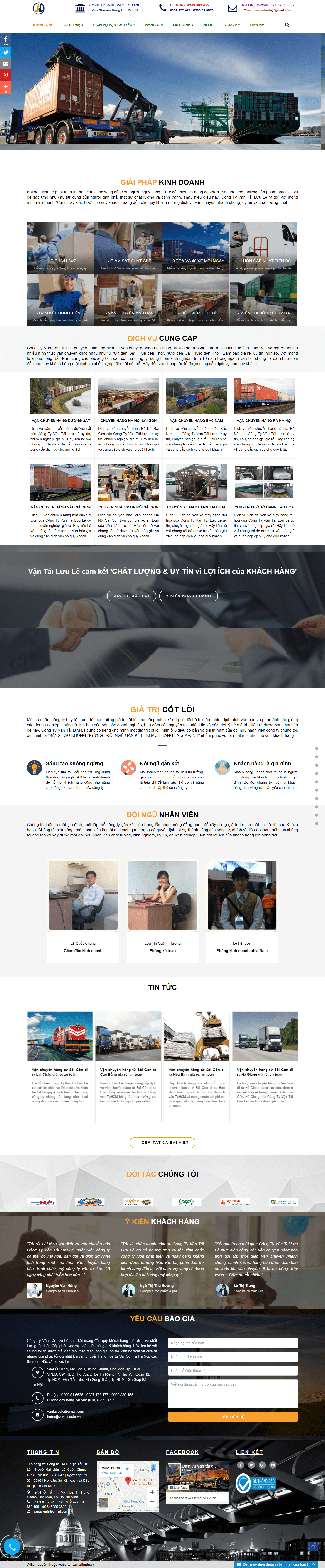 Thiết kế website dịch vụ vận tải - vantailuule.vn