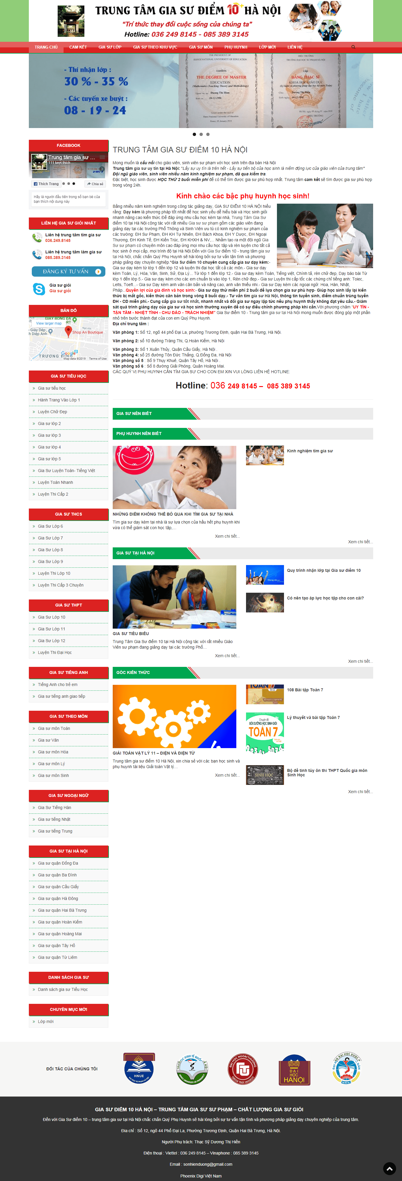 Thiết kế website gia sư - giasudiem10hanoi.com đẹp SEO nhanh hiệu quả