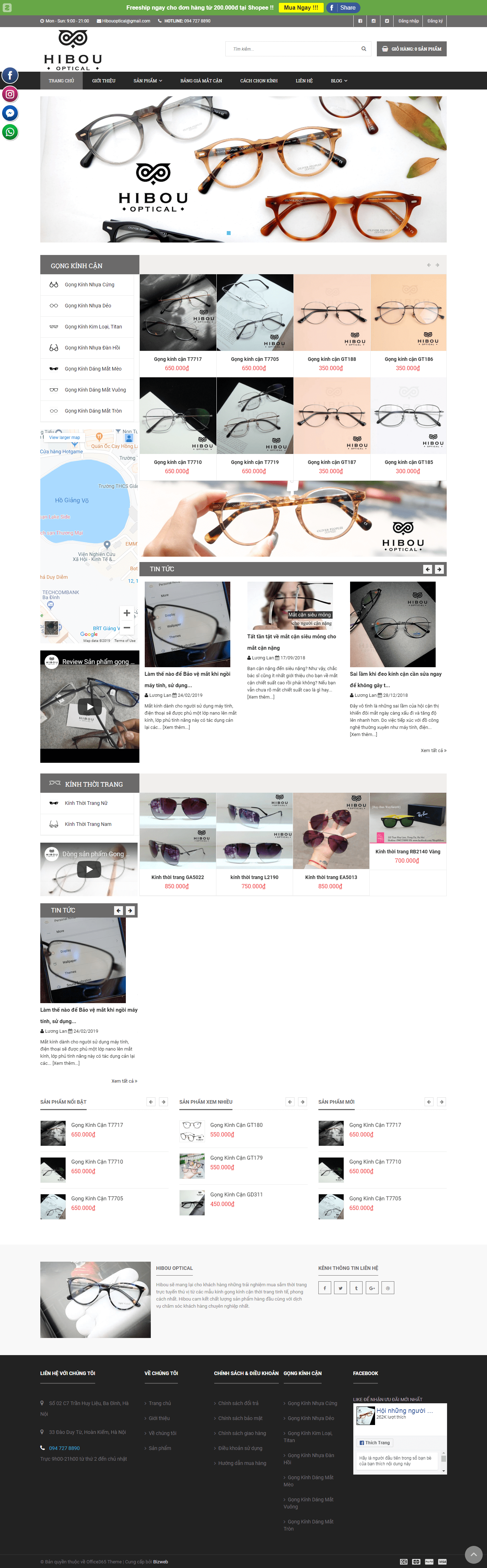 Thiết kế website kính mắt - hibou.vn đẹp, chuyên nghiệp chuẩn SEO